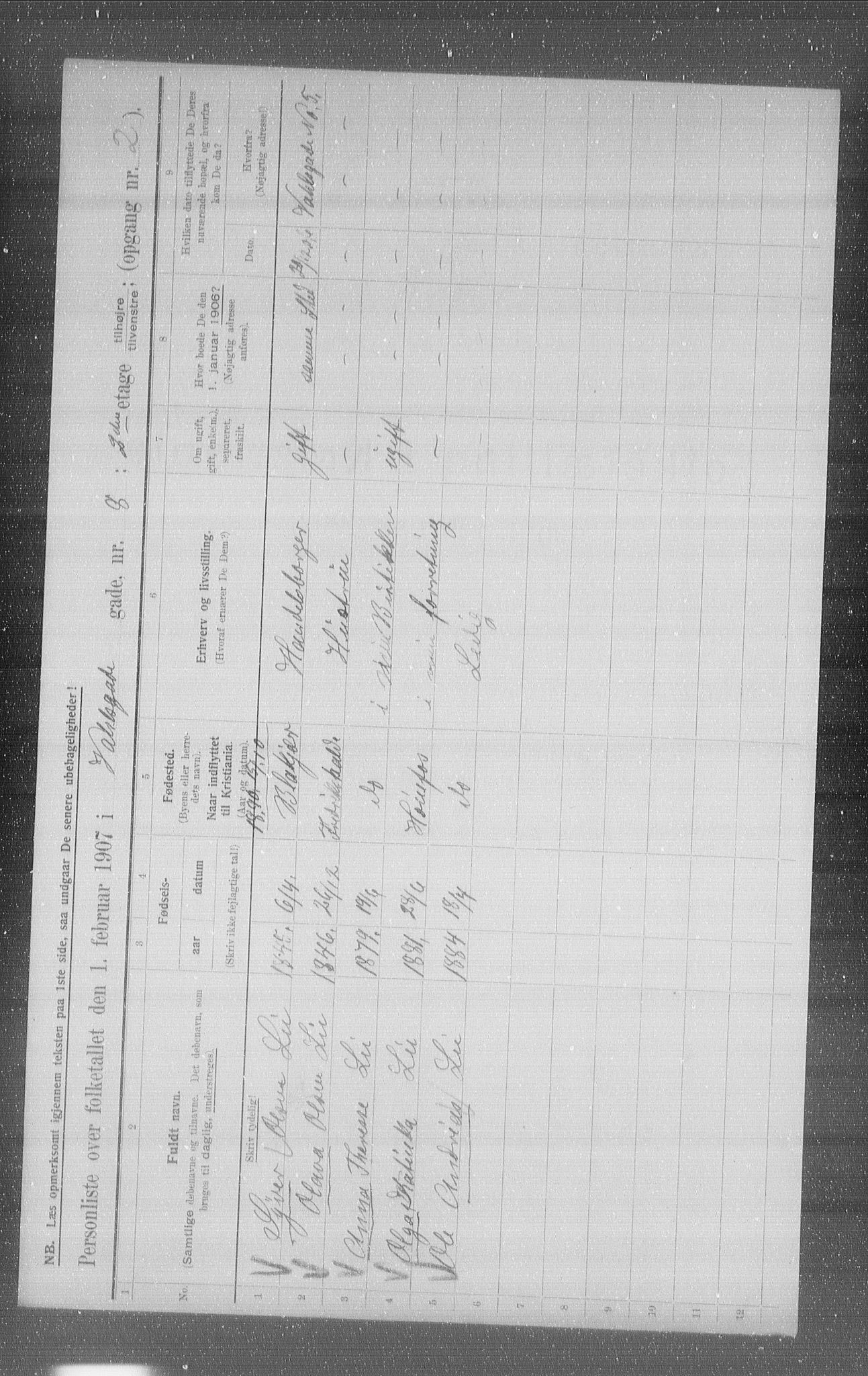 OBA, Municipal Census 1907 for Kristiania, 1907, p. 61833