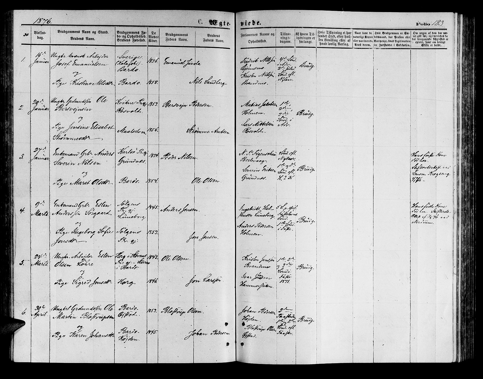 Målselv sokneprestembete, SATØ/S-1311/G/Ga/Gab/L0003klokker: Parish register (copy) no. 3, 1874-1885, p. 183