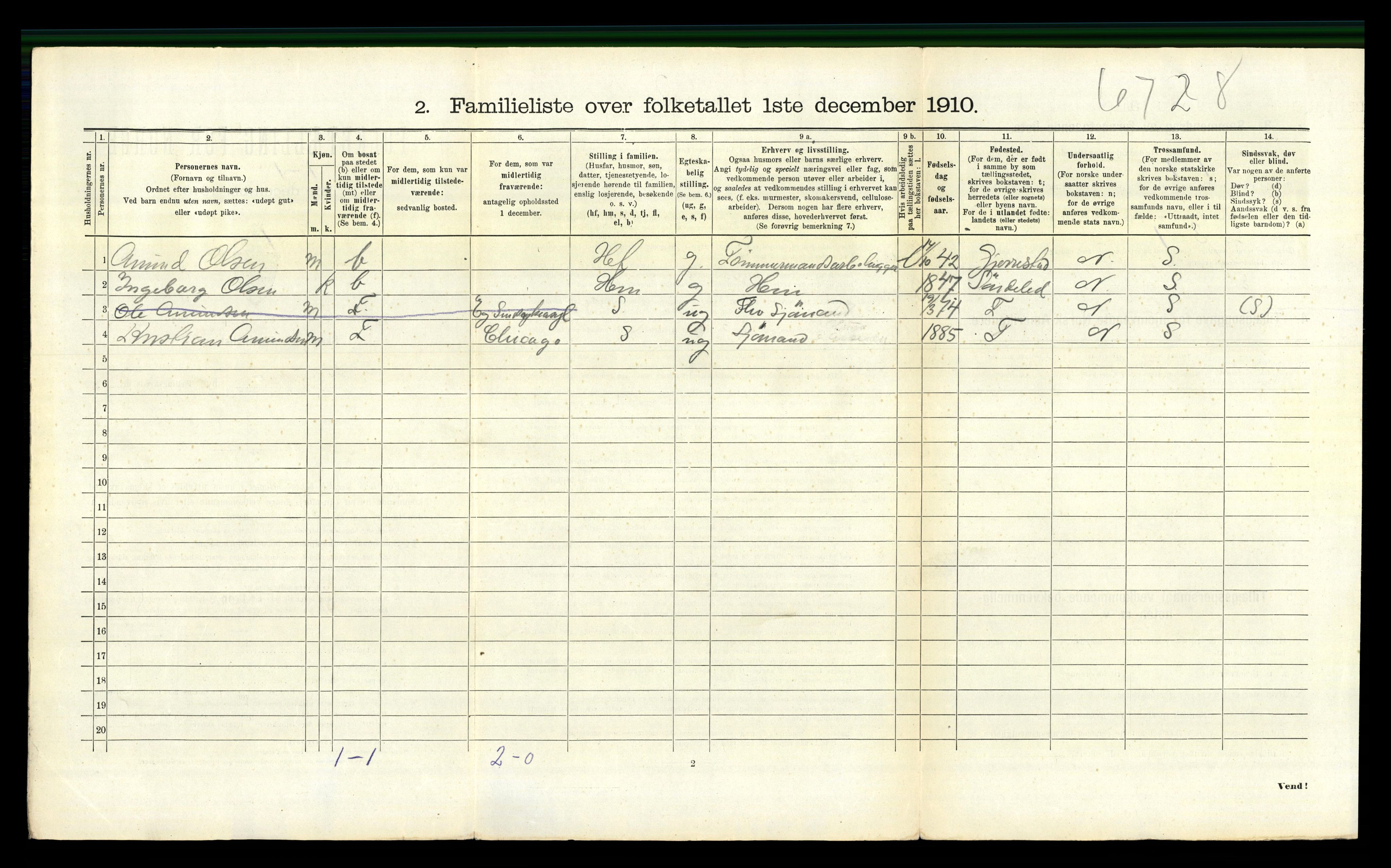 RA, 1910 census for Kragerø, 1910, p. 4261