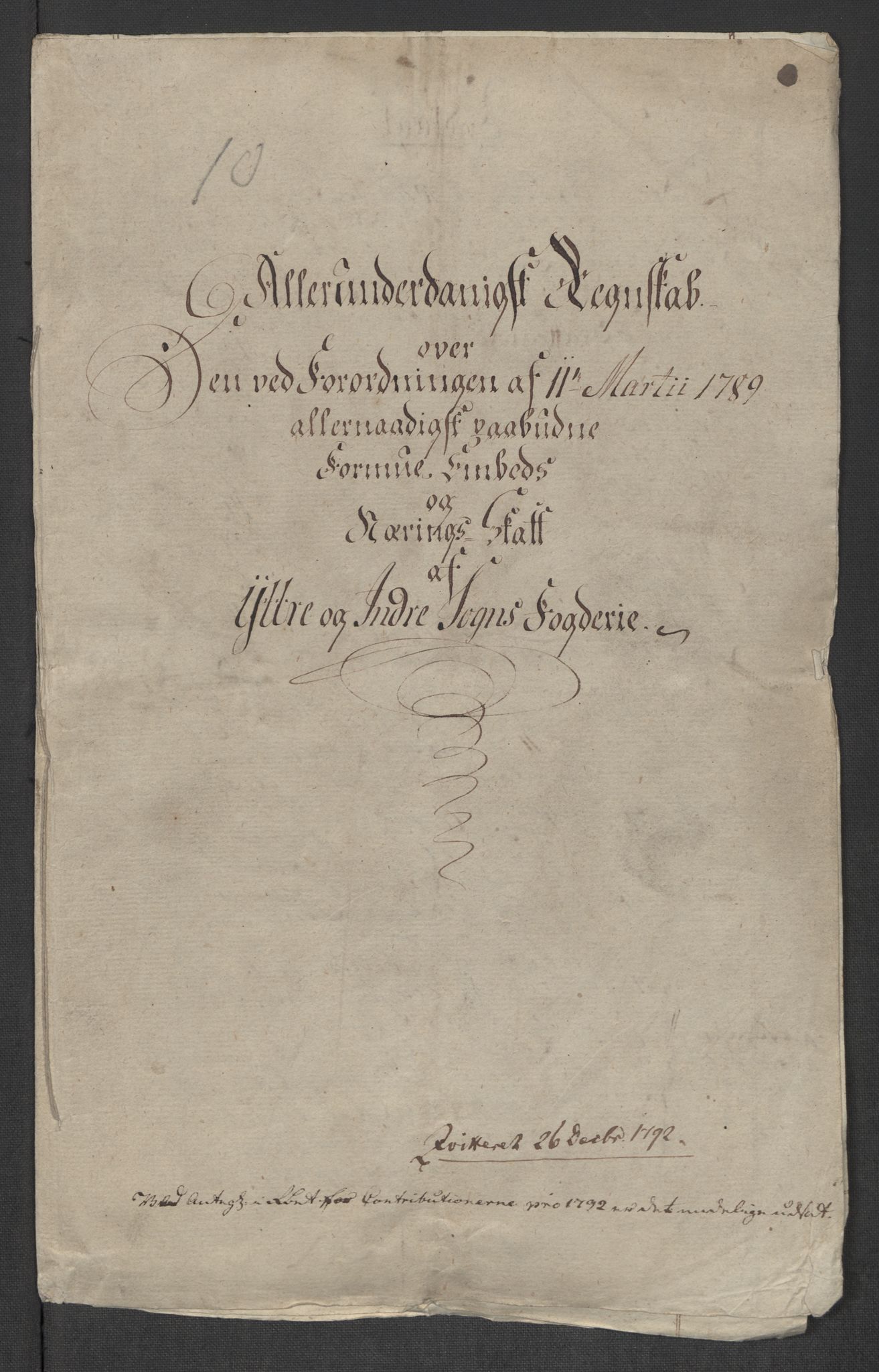 Rentekammeret inntil 1814, Reviderte regnskaper, Mindre regnskaper, AV/RA-EA-4068/Rf/Rfe/L0056:  Ytre og Indre Sogn fogderi, 1789, p. 4