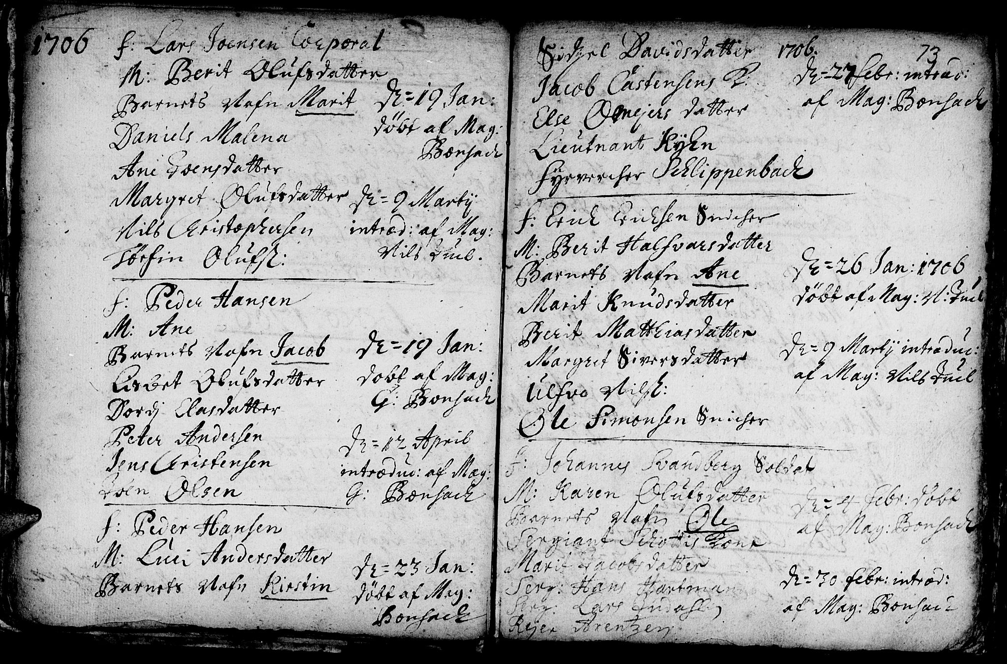 Ministerialprotokoller, klokkerbøker og fødselsregistre - Sør-Trøndelag, SAT/A-1456/601/L0034: Parish register (official) no. 601A02, 1702-1714, p. 73