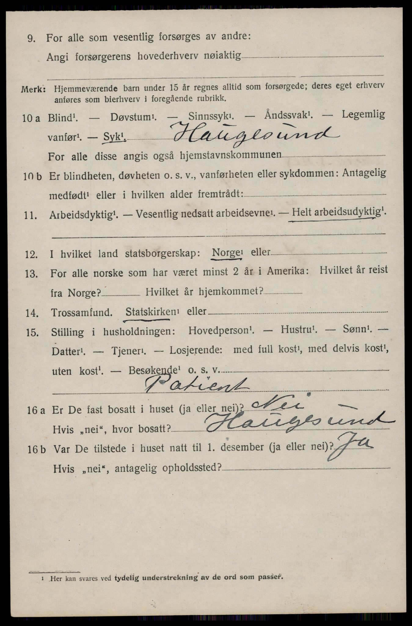 SAST, 1920 census for Avaldsnes, 1920, p. 7104