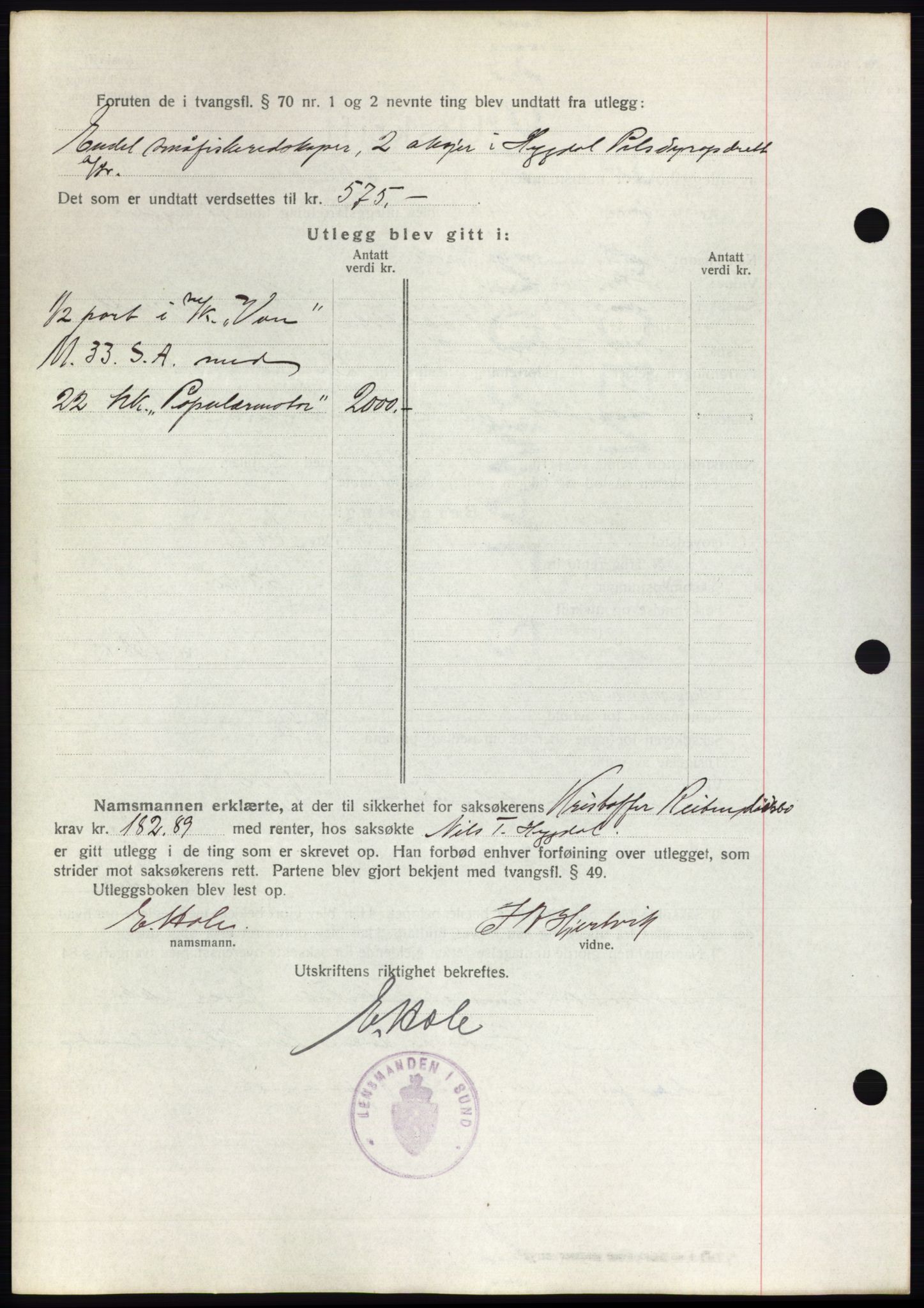 Romsdal sorenskriveri, AV/SAT-A-4149/1/2/2C/L0060: Mortgage book no. 54, 1931-1932, Deed date: 01.10.1931