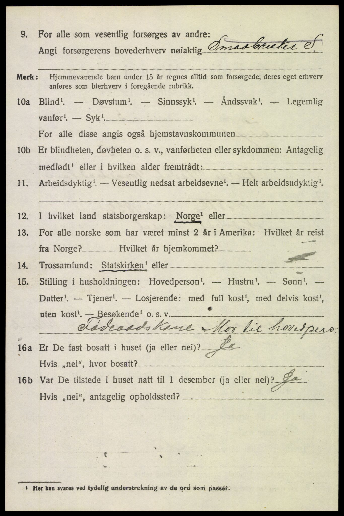 SAH, 1920 census for Trysil, 1920, p. 15002