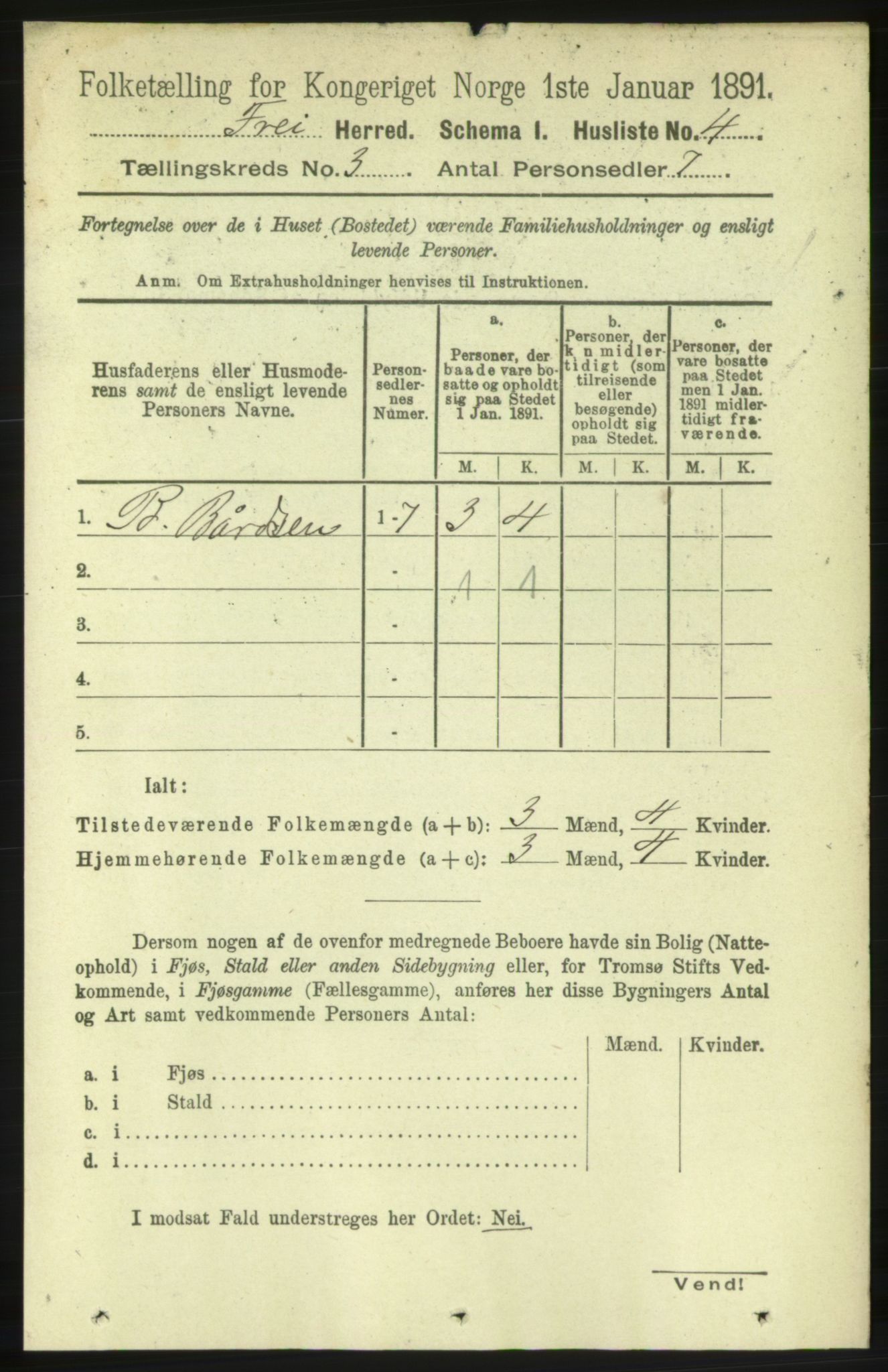 RA, 1891 census for 1556 Frei, 1891, p. 1098