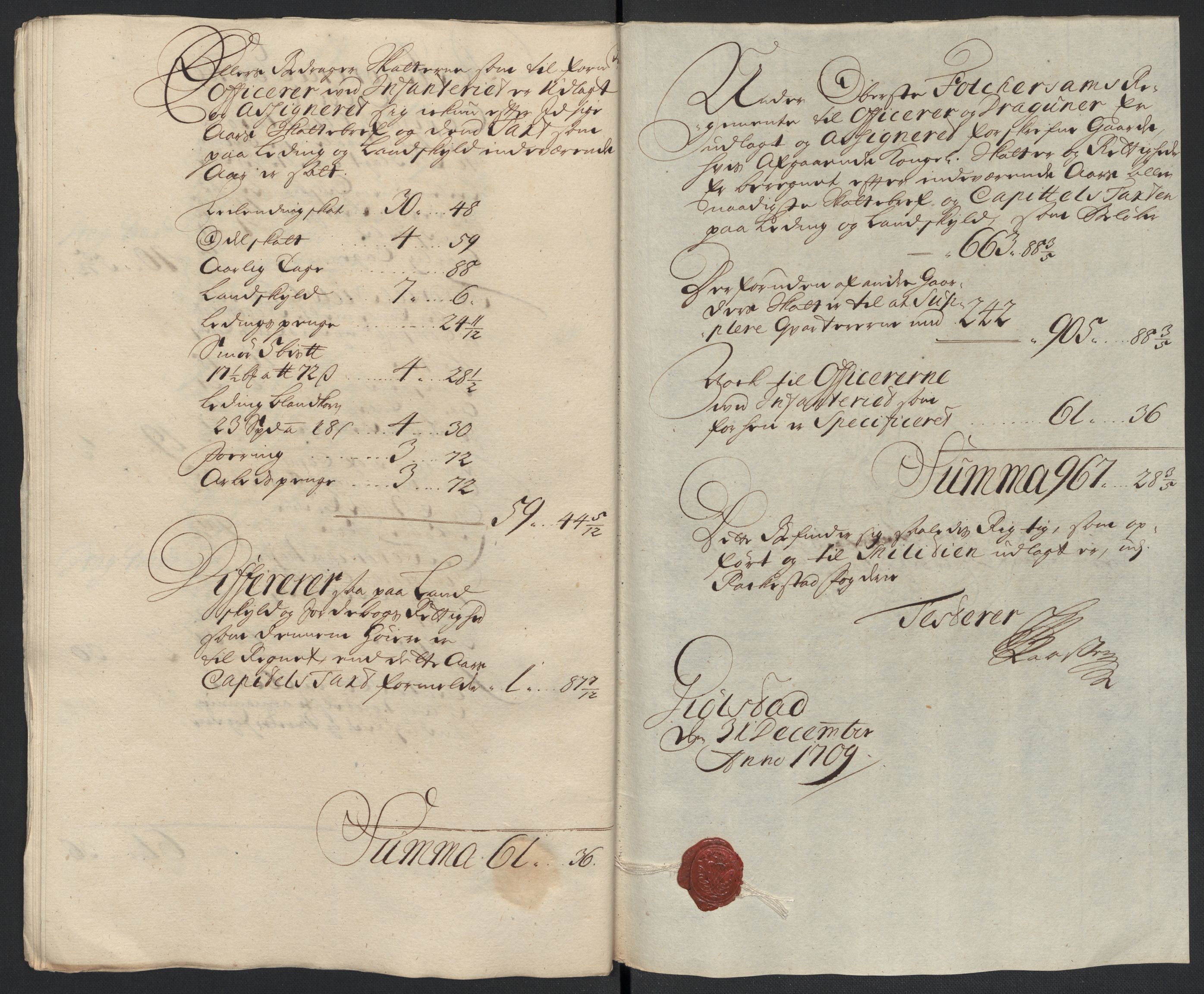 Rentekammeret inntil 1814, Reviderte regnskaper, Fogderegnskap, AV/RA-EA-4092/R07/L0301: Fogderegnskap Rakkestad, Heggen og Frøland, 1709, p. 222