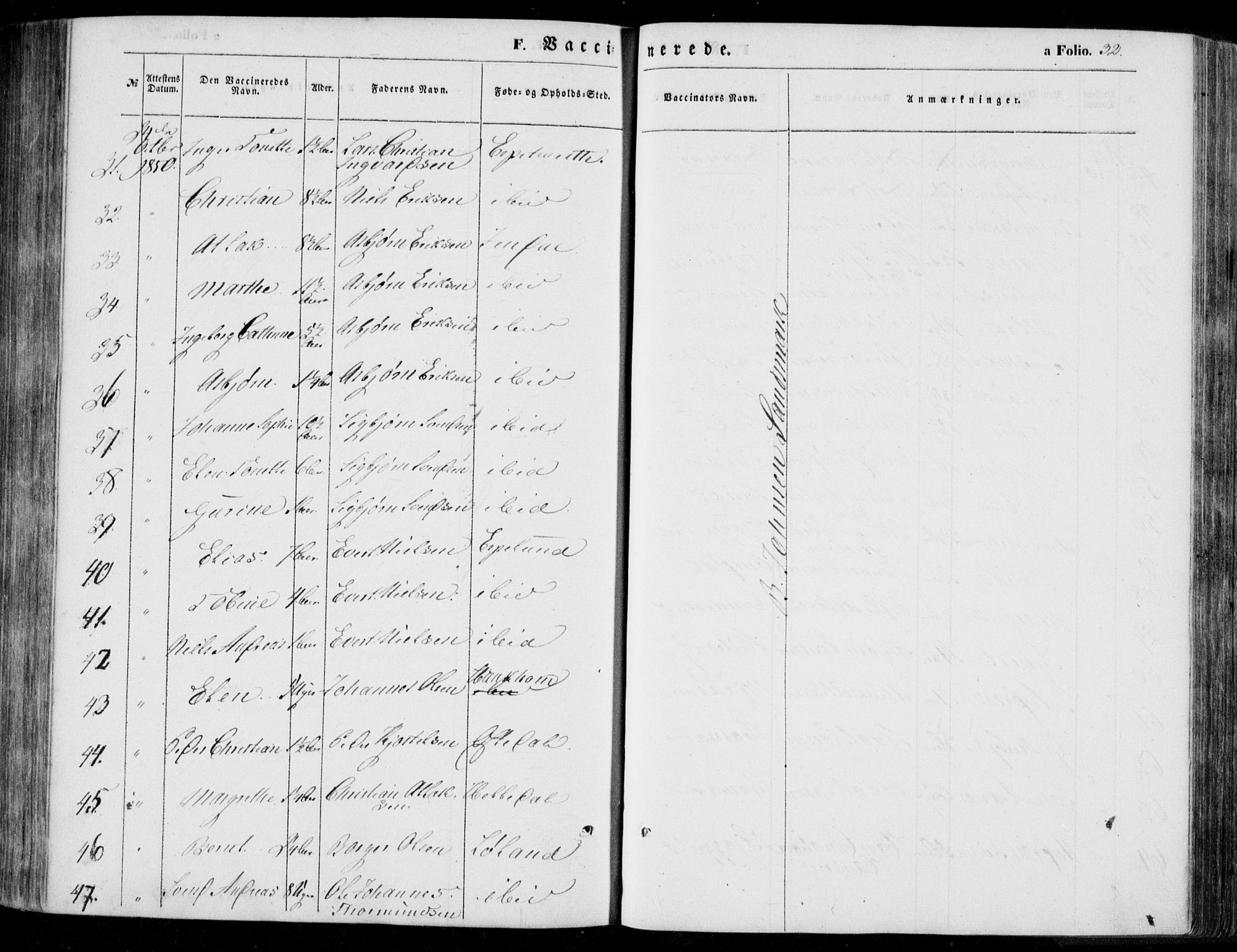 Bakke sokneprestkontor, AV/SAK-1111-0002/F/Fa/Faa/L0005: Parish register (official) no. A 5, 1847-1855, p. 32