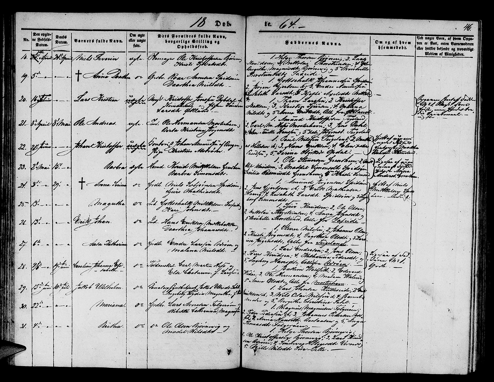 Finnås sokneprestembete, SAB/A-99925/H/Ha/Hab/Haba/L0001: Parish register (copy) no. A 1, 1851-1873, p. 46