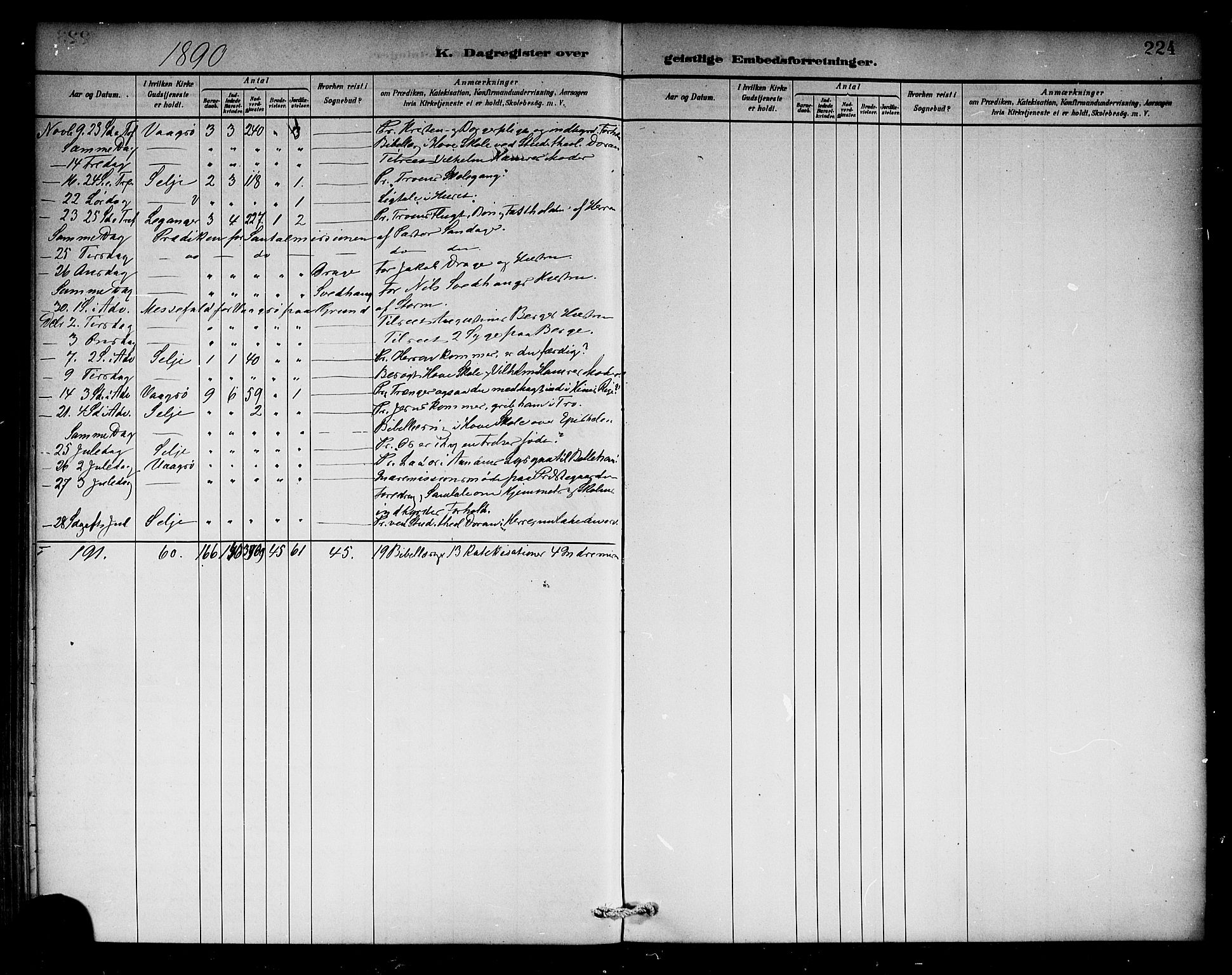 Selje sokneprestembete, AV/SAB-A-99938/H/Ha/Haa/Haab: Parish register (official) no. B 1, 1881-1890, p. 224