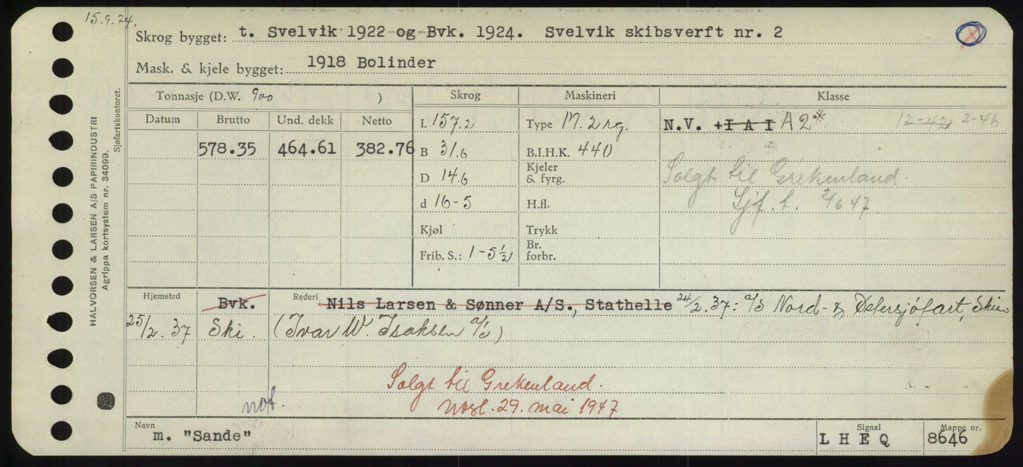 Sjøfartsdirektoratet med forløpere, Skipsmålingen, RA/S-1627/H/Hd/L0032: Fartøy, San-Seve, p. 51