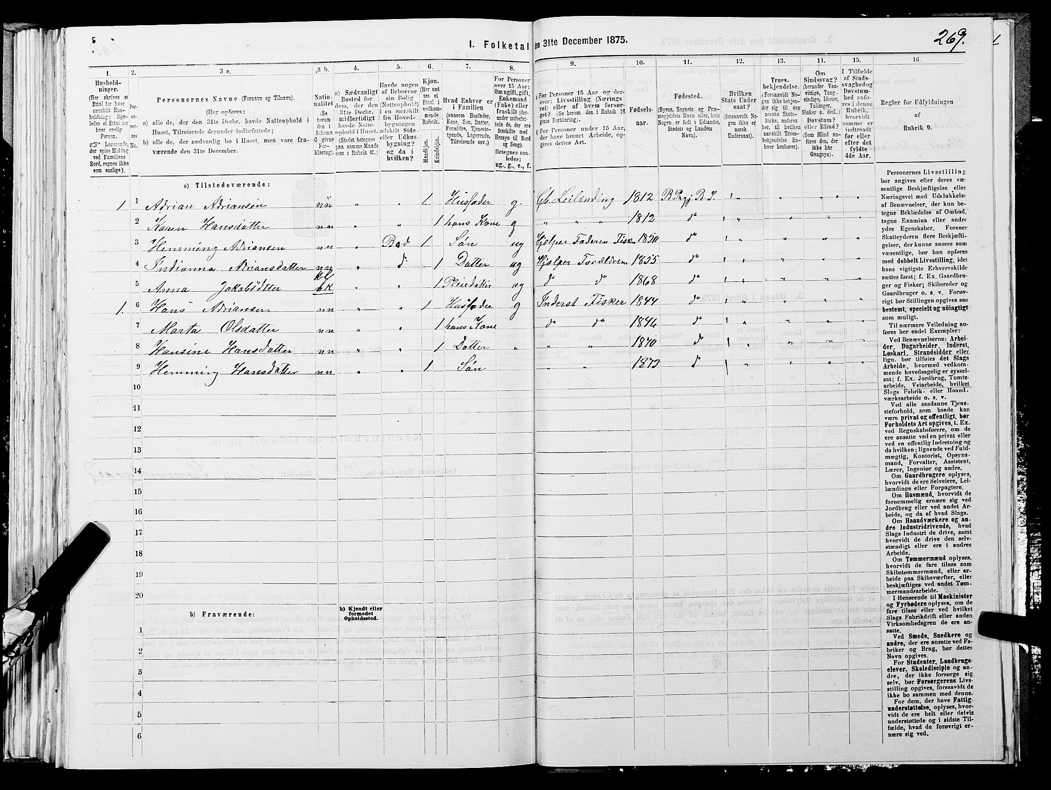 SATØ, 1875 census for 1933P Balsfjord, 1875, p. 1869