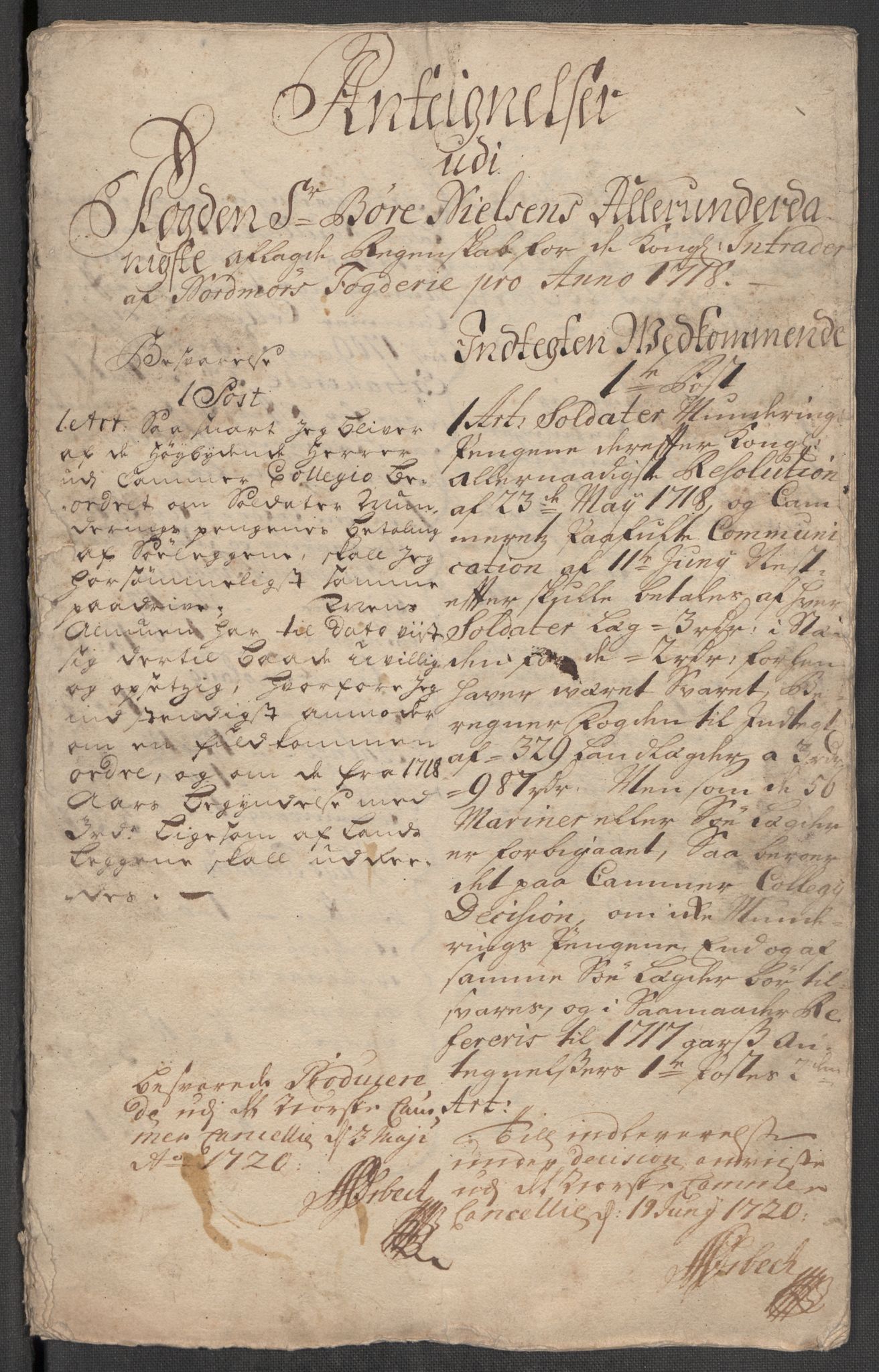 Rentekammeret inntil 1814, Reviderte regnskaper, Fogderegnskap, AV/RA-EA-4092/R56/L3751: Fogderegnskap Nordmøre, 1718, p. 275