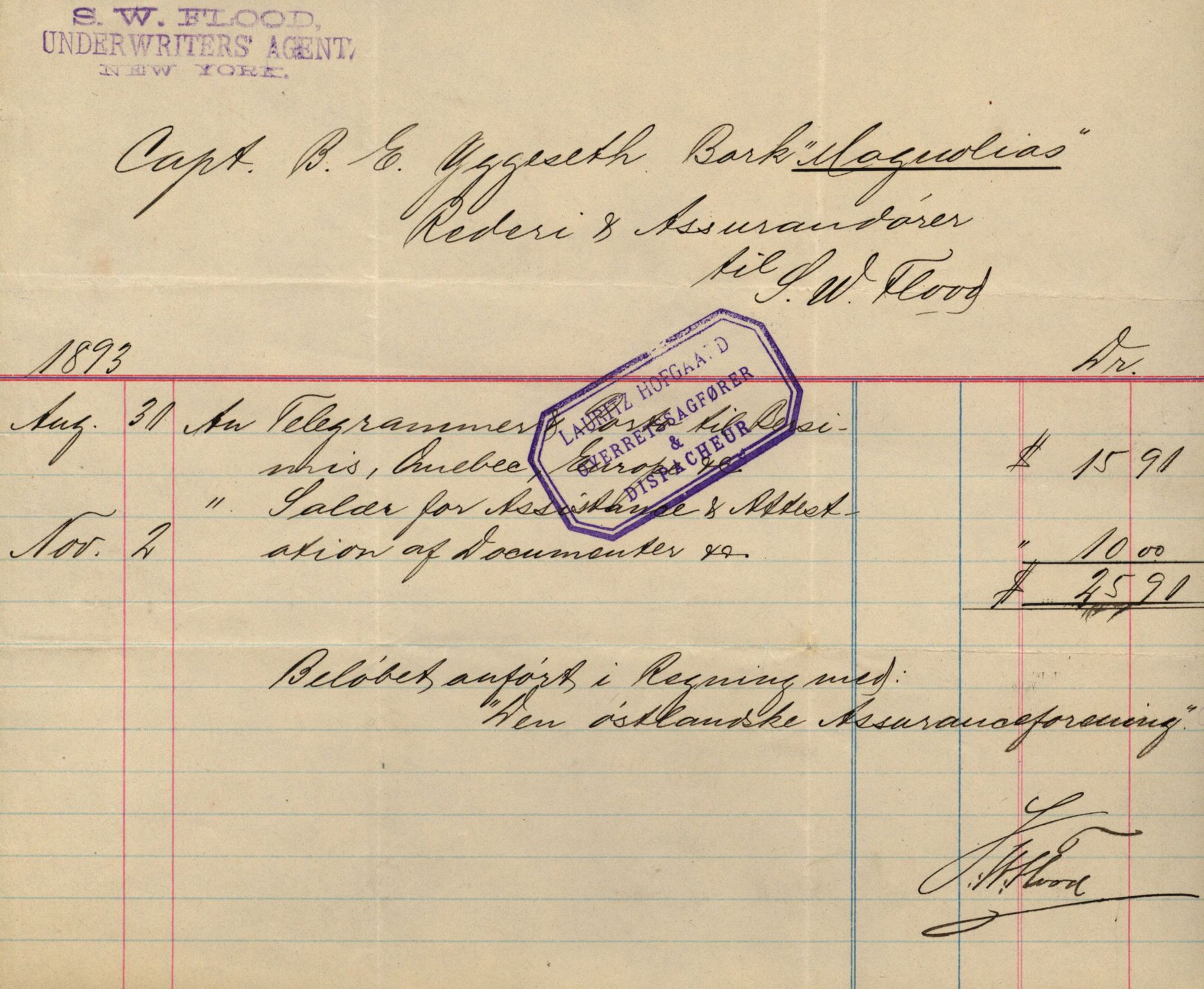 Pa 63 - Østlandske skibsassuranceforening, VEMU/A-1079/G/Ga/L0030/0007: Havaridokumenter / Furu, Magnhild, Magnolia, Havfruen, Tichborne, 1893, p. 39