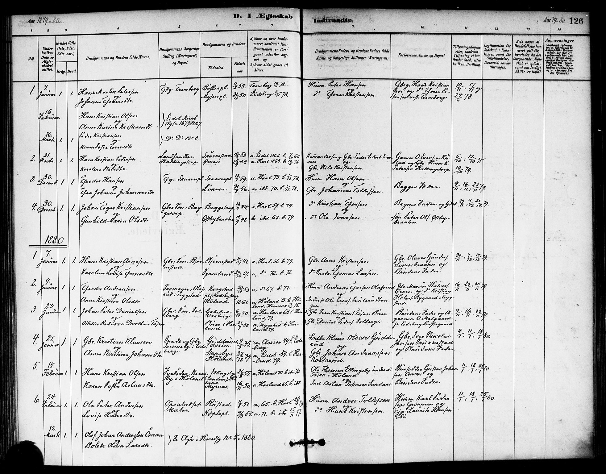 Eidsberg prestekontor Kirkebøker, SAO/A-10905/F/Fb/L0001: Parish register (official) no. II 1, 1879-1900, p. 126