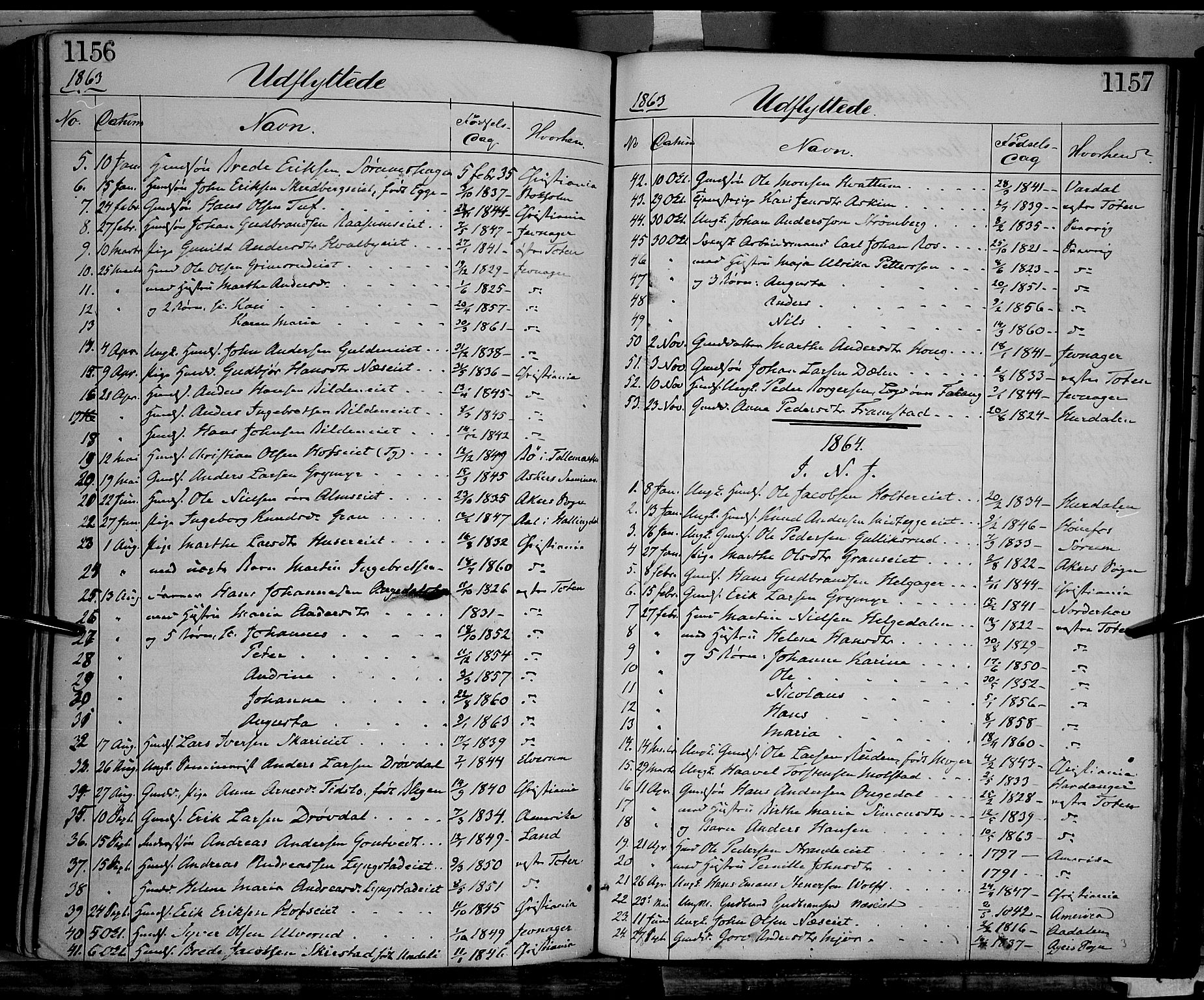 Gran prestekontor, SAH/PREST-112/H/Ha/Haa/L0012: Parish register (official) no. 12, 1856-1874, p. 1156-1157