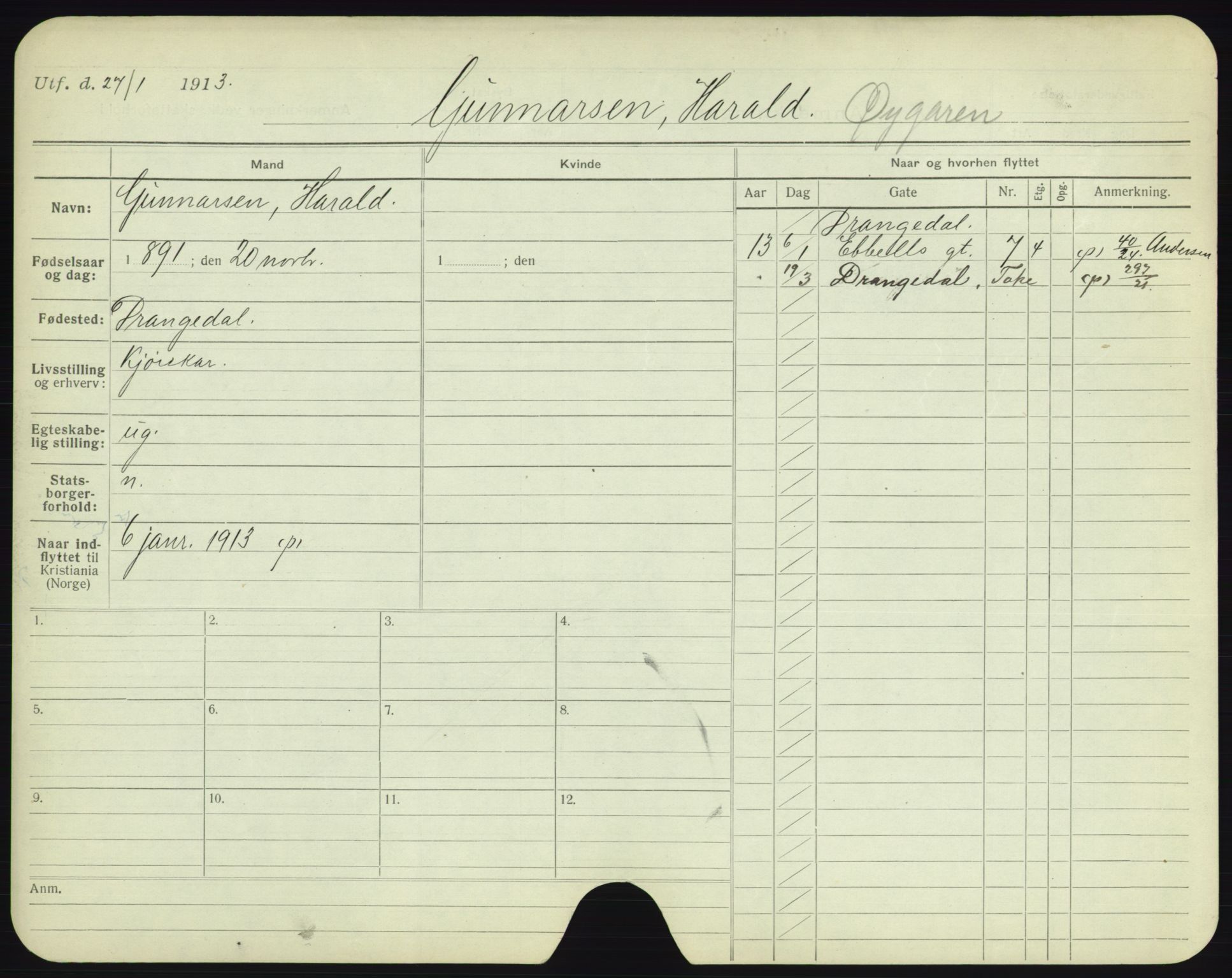 Oslo folkeregister, Registerkort, AV/SAO-A-11715/F/Fa/Fac/L0003: Menn, 1906-1914, p. 828a