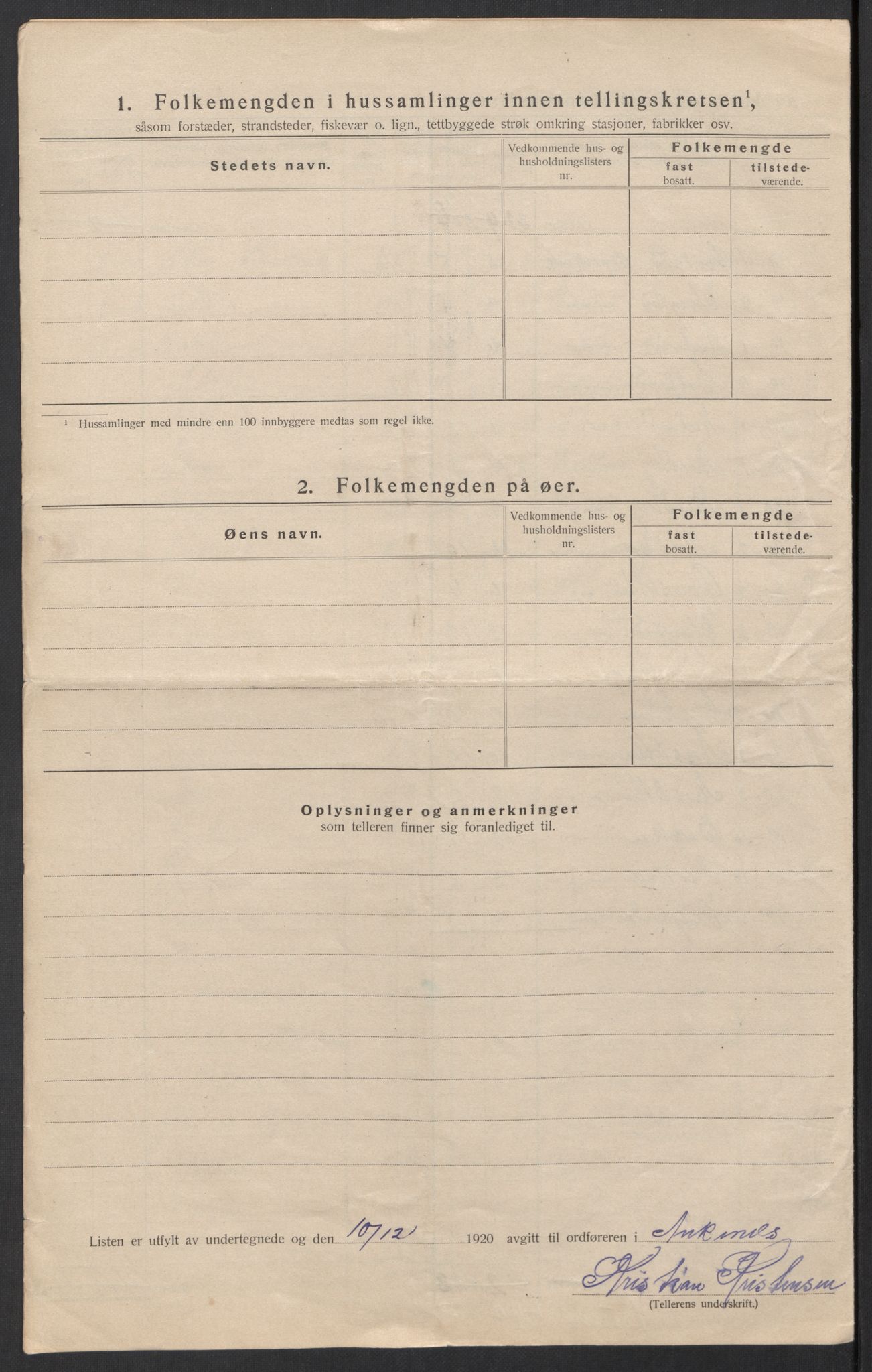 SAT, 1920 census for Ankenes, 1920, p. 27