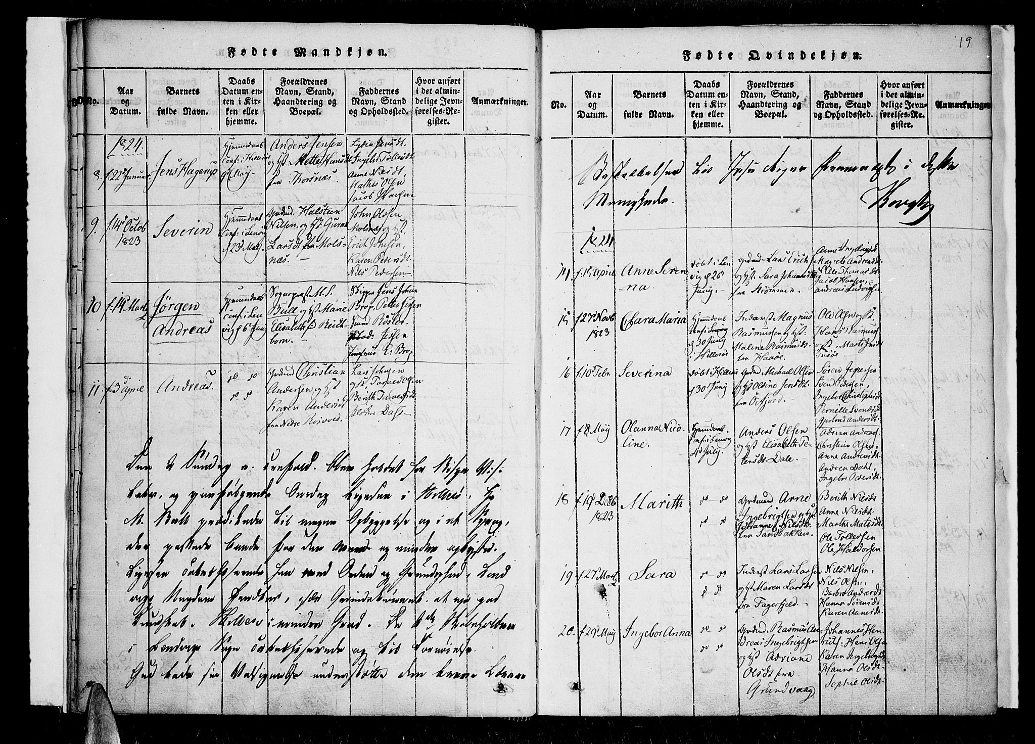 Lenvik sokneprestembete, SATØ/S-1310/H/Ha/Haa/L0003kirke: Parish register (official) no. 3, 1820-1831, p. 19