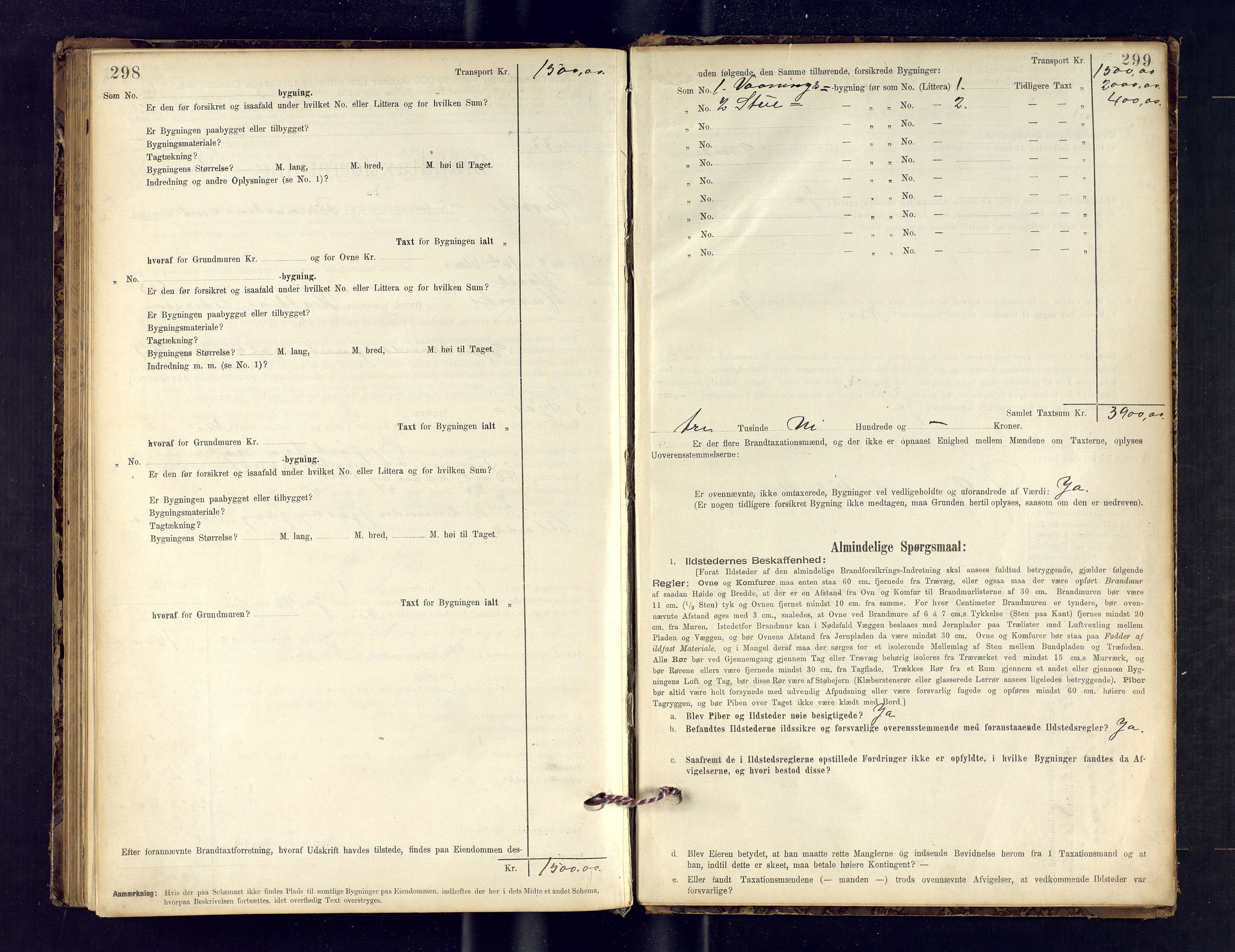 Hasvik lensmannskontor, AV/SATØ-SATO-164/Fob/L0002: Branntakstprotokoll, 1895-1902, p. 298-299