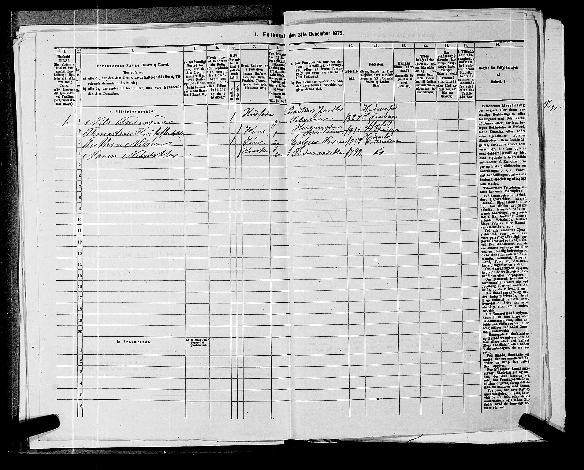 SAKO, 1875 census for 0629P Sandsvær, 1875, p. 1420