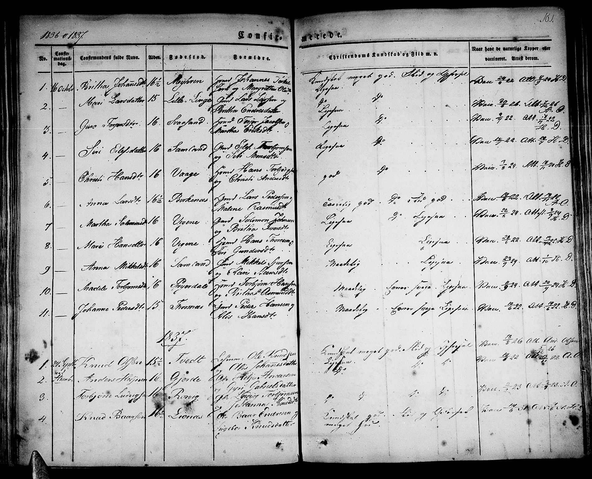 Strandebarm sokneprestembete, AV/SAB-A-78401/H/Haa: Parish register (official) no. A 6, 1826-1843, p. 181