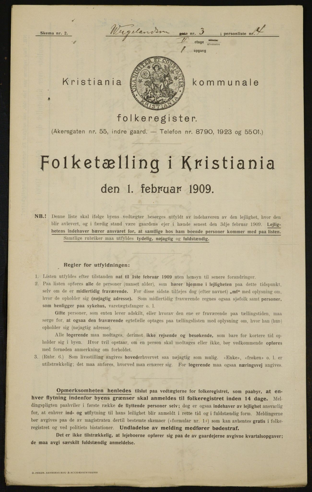 OBA, Municipal Census 1909 for Kristiania, 1909, p. 115964