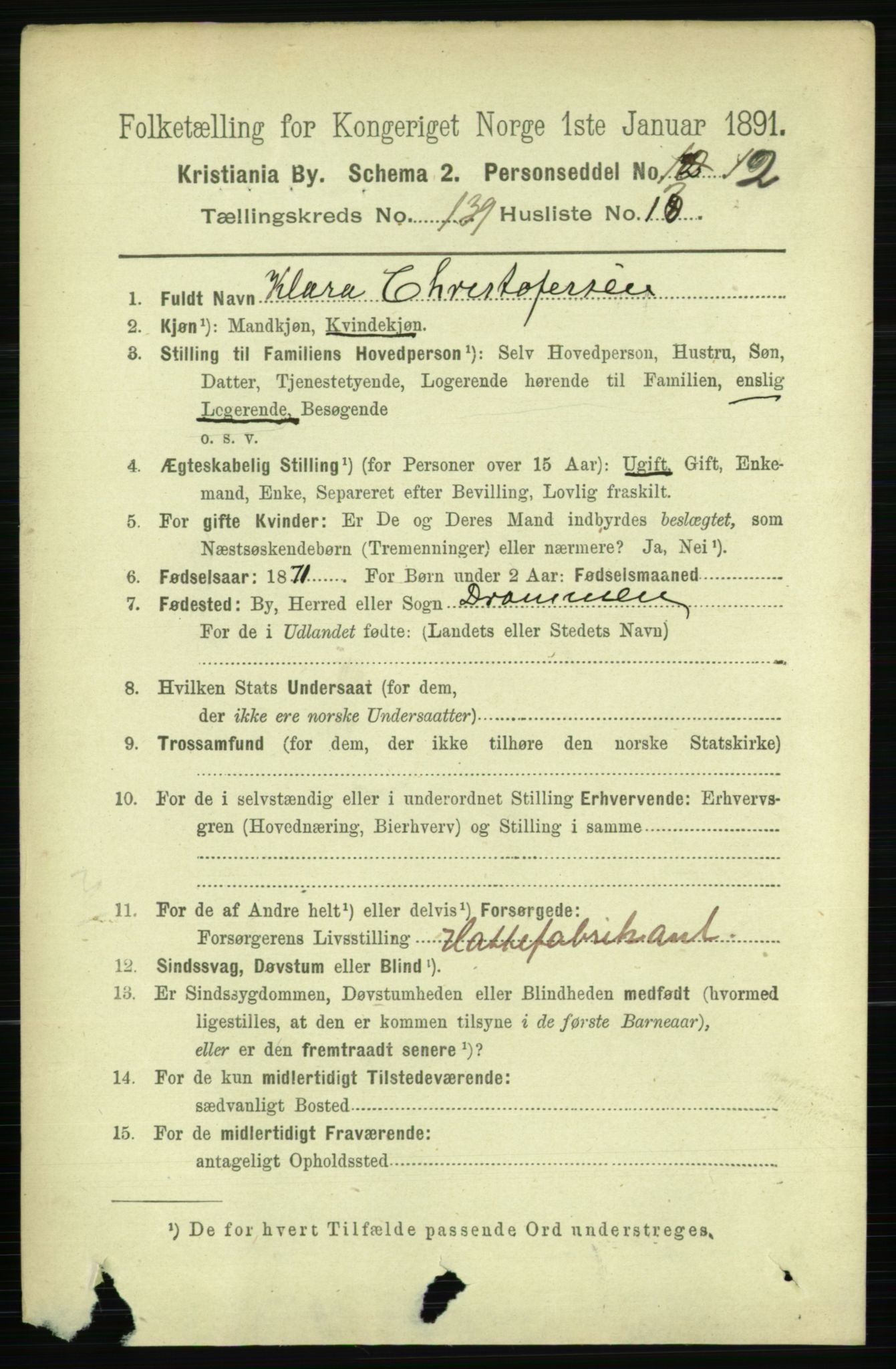 RA, 1891 census for 0301 Kristiania, 1891, p. 77414