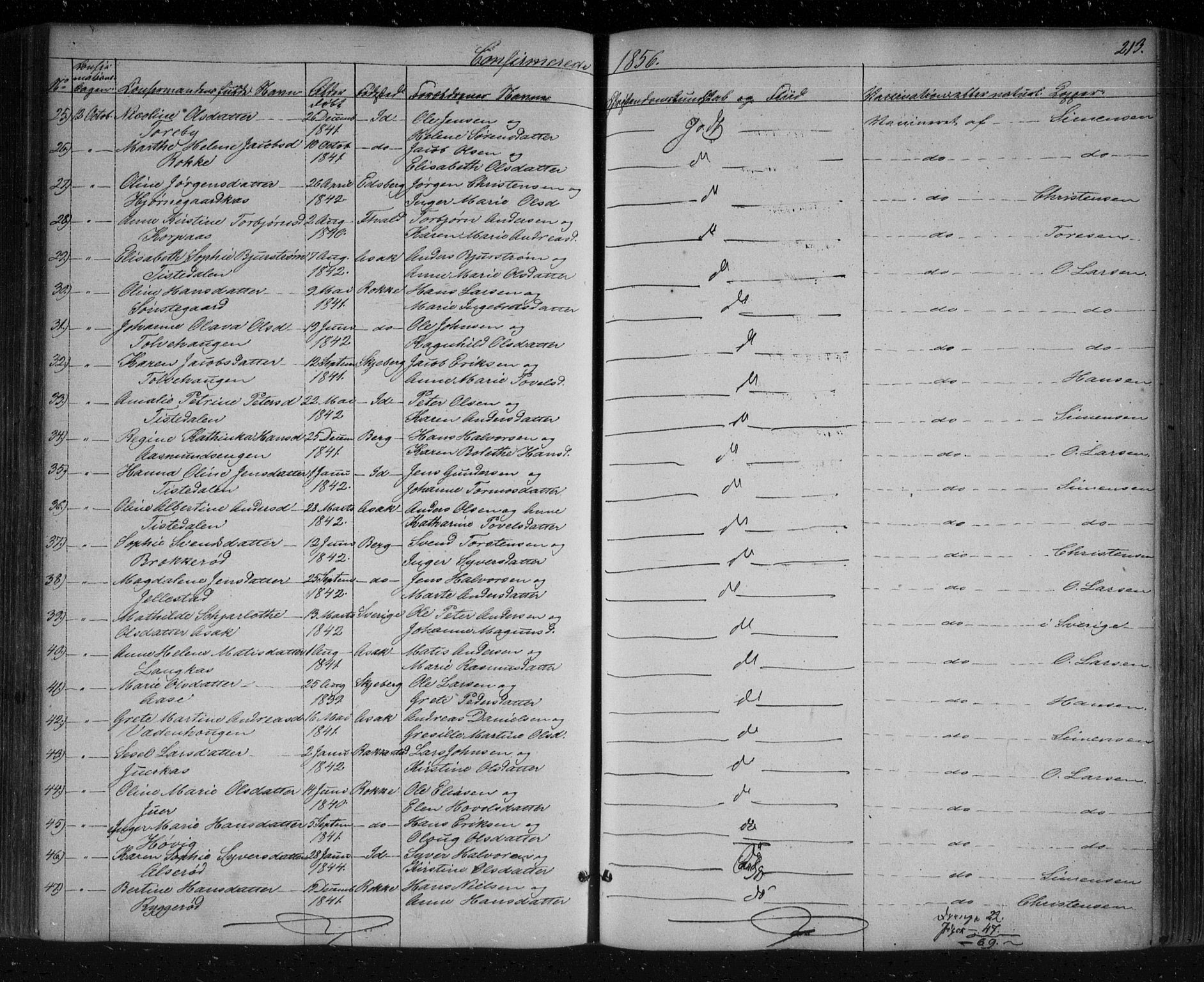 Berg prestekontor Kirkebøker, AV/SAO-A-10902/F/Fa/L0004: Parish register (official) no. I 4, 1843-1860, p. 213