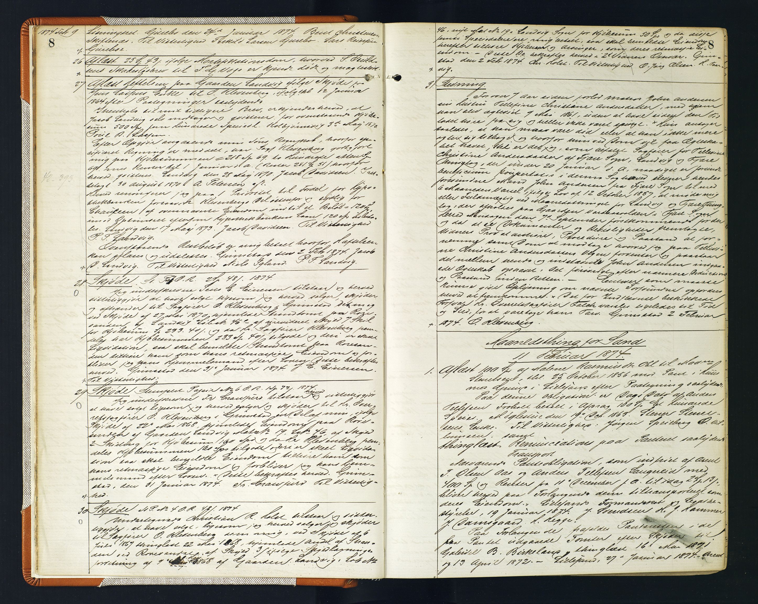 Vestre Nedenes/Sand sorenskriveri, AV/SAK-1221-0010/G/Gb/Gba/L0017: Mortgage book no. 43, 1874-1878, p. 8