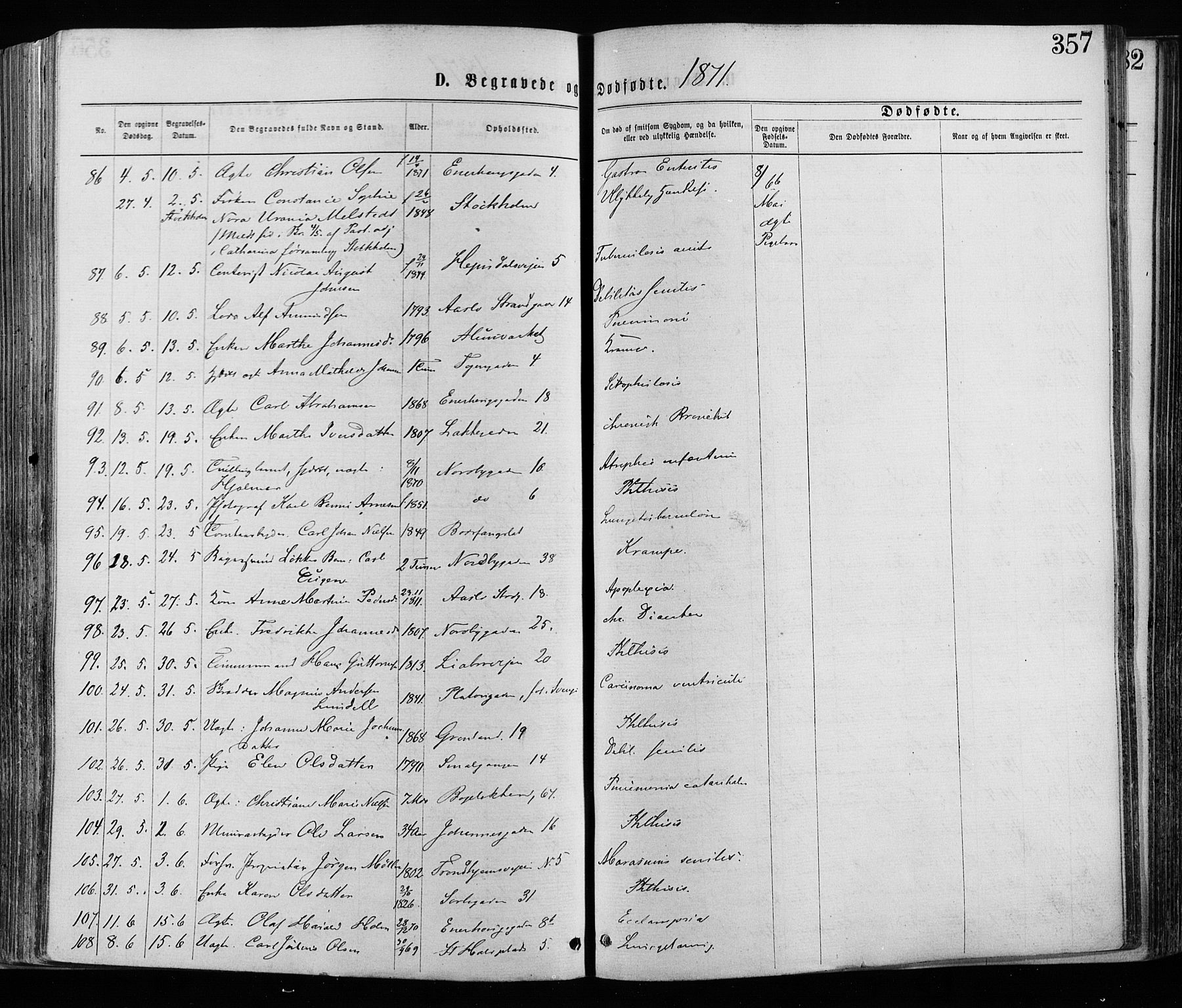 Grønland prestekontor Kirkebøker, SAO/A-10848/F/Fa/L0005: Parish register (official) no. 5, 1869-1880, p. 357