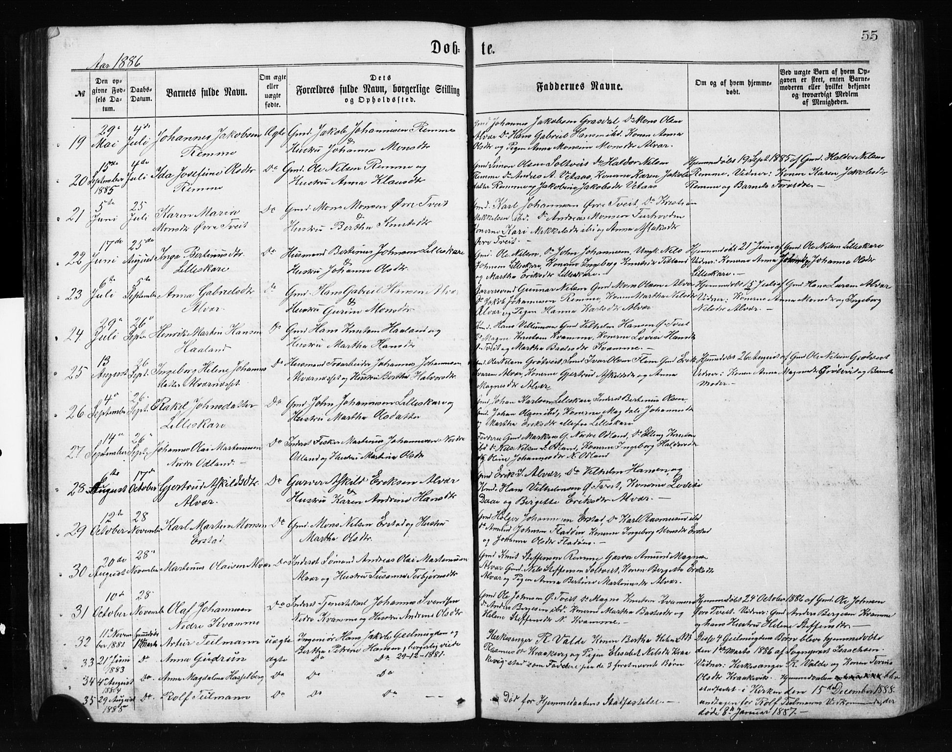 Alversund Sokneprestembete, SAB/A-73901/H/Ha/Hab: Parish register (copy) no. A 2, 1864-1905, p. 55