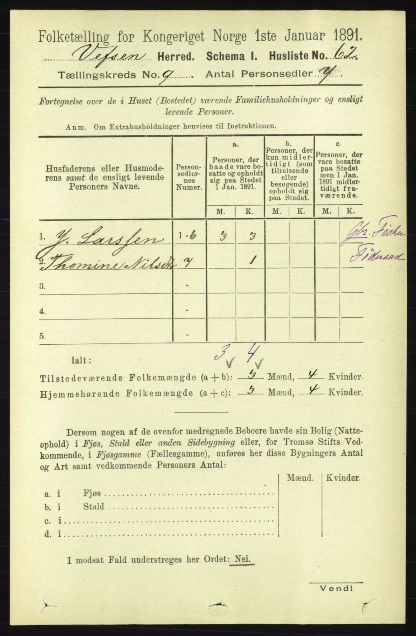 RA, 1891 census for 1824 Vefsn, 1891, p. 4688