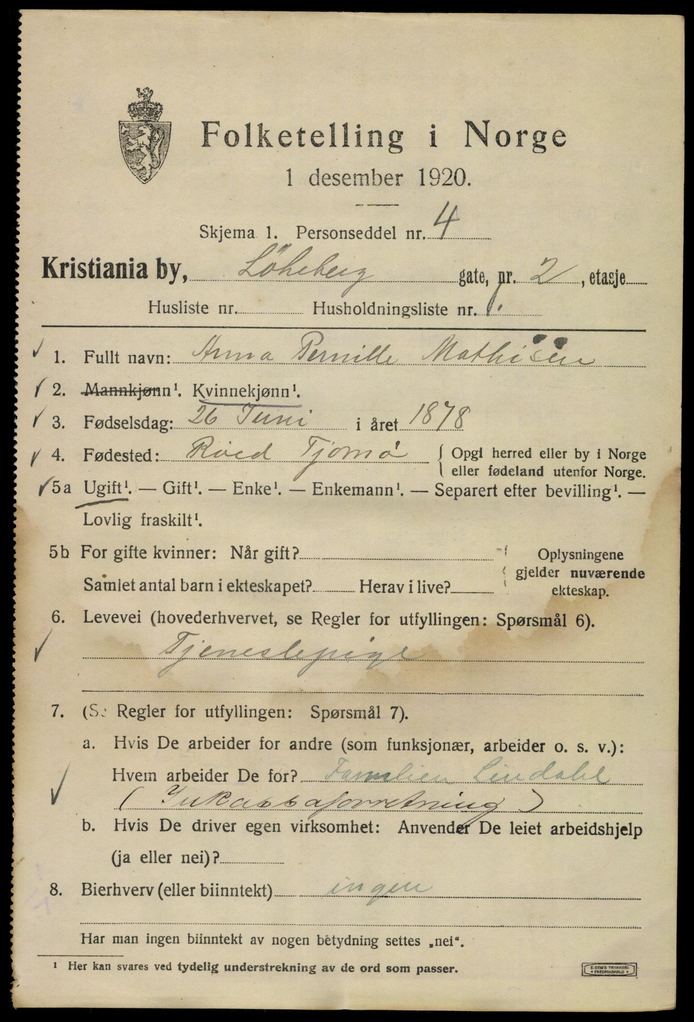 SAO, 1920 census for Kristiania, 1920, p. 366937