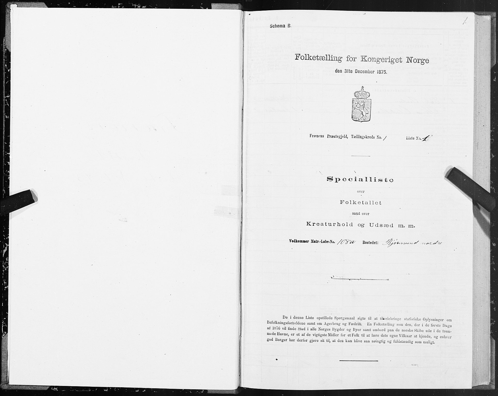 SAT, 1875 census for 1548P Fræna, 1875, p. 1001