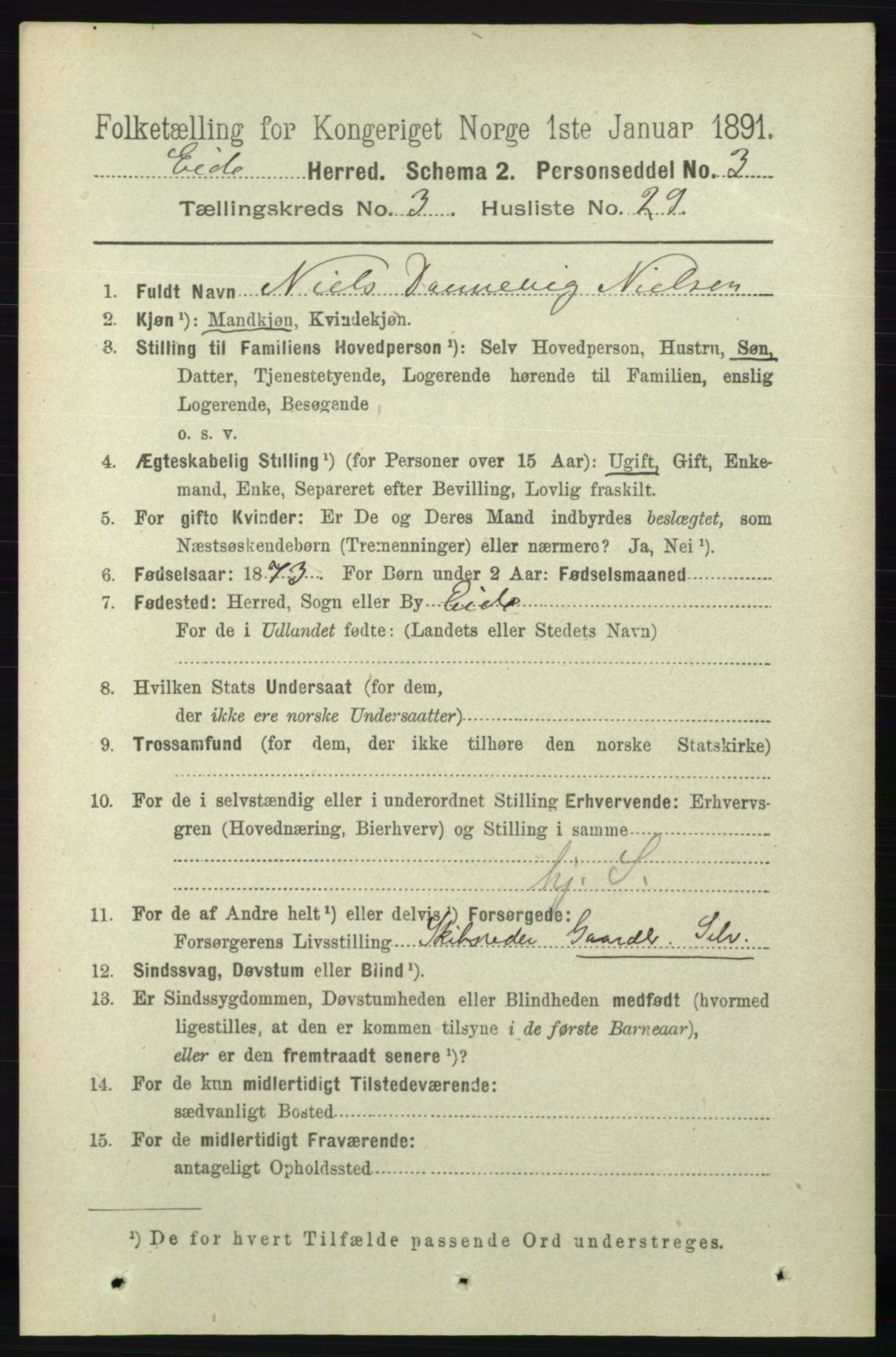 RA, 1891 census for 0925 Eide, 1891, p. 876