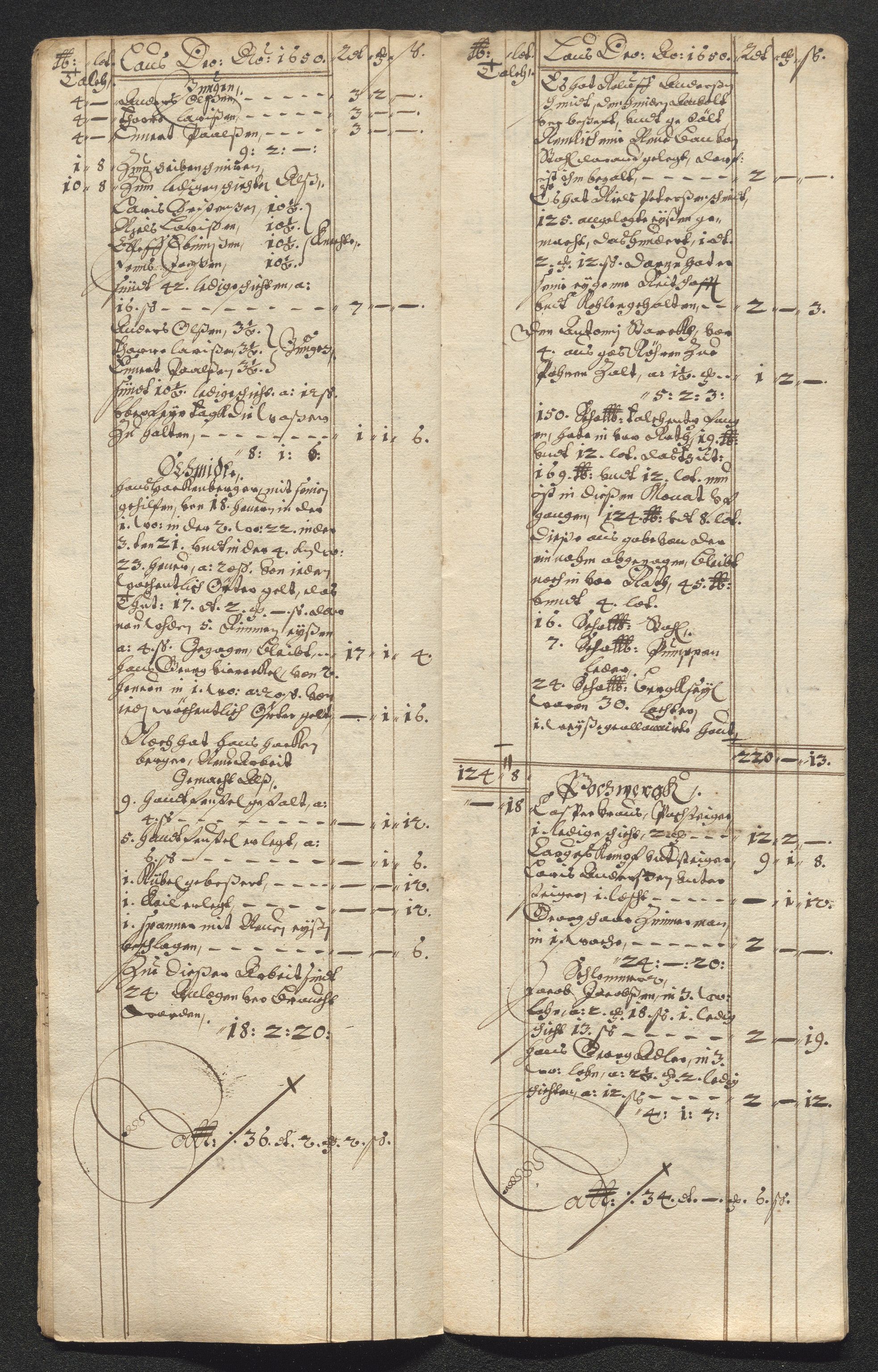 Kongsberg Sølvverk 1623-1816, SAKO/EA-3135/001/D/Dc/Dcd/L0024: Utgiftsregnskap for gruver m.m. , 1650, p. 253