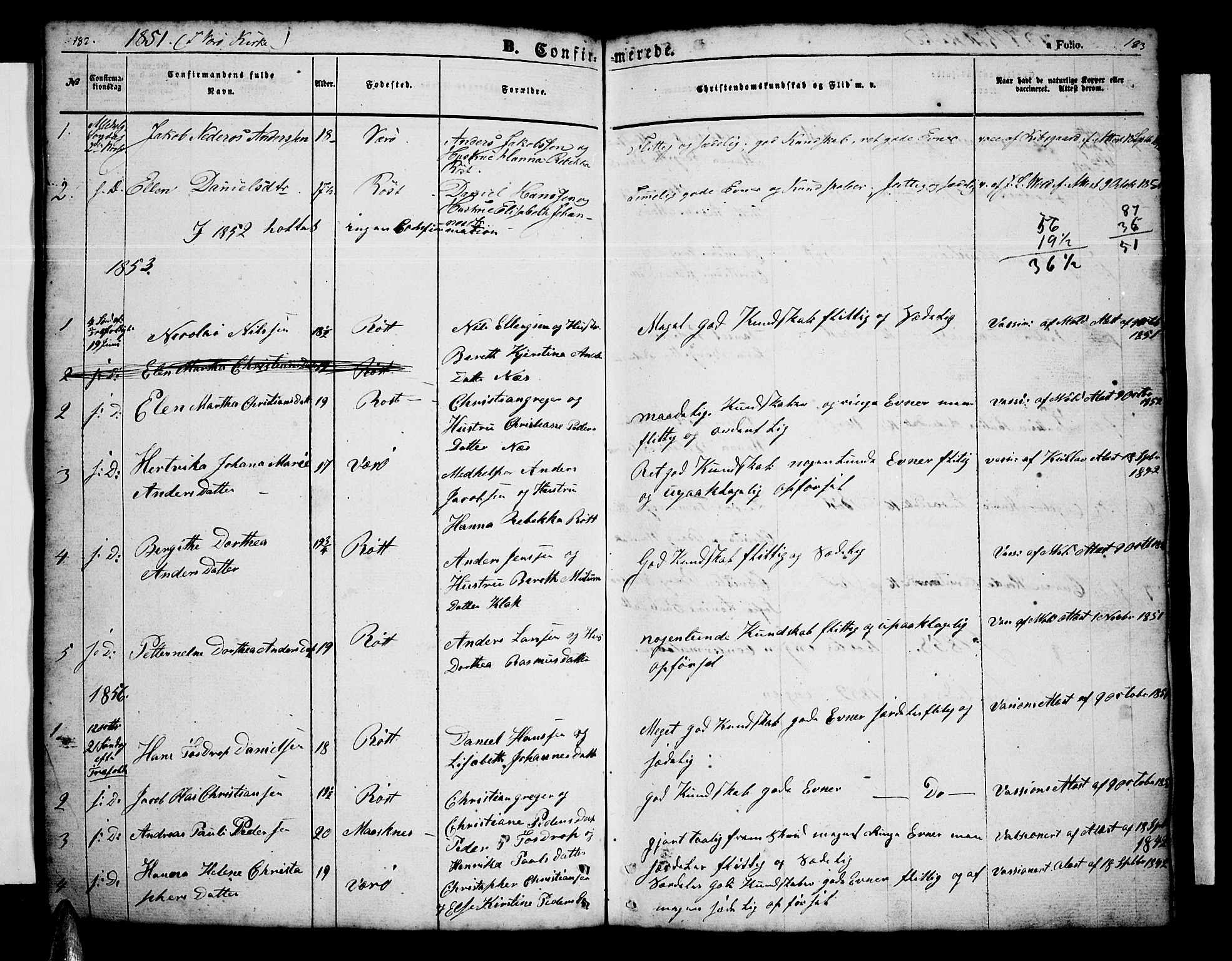 Ministerialprotokoller, klokkerbøker og fødselsregistre - Nordland, SAT/A-1459/808/L0130: Parish register (copy) no. 808C01, 1851-1878, p. 182-183