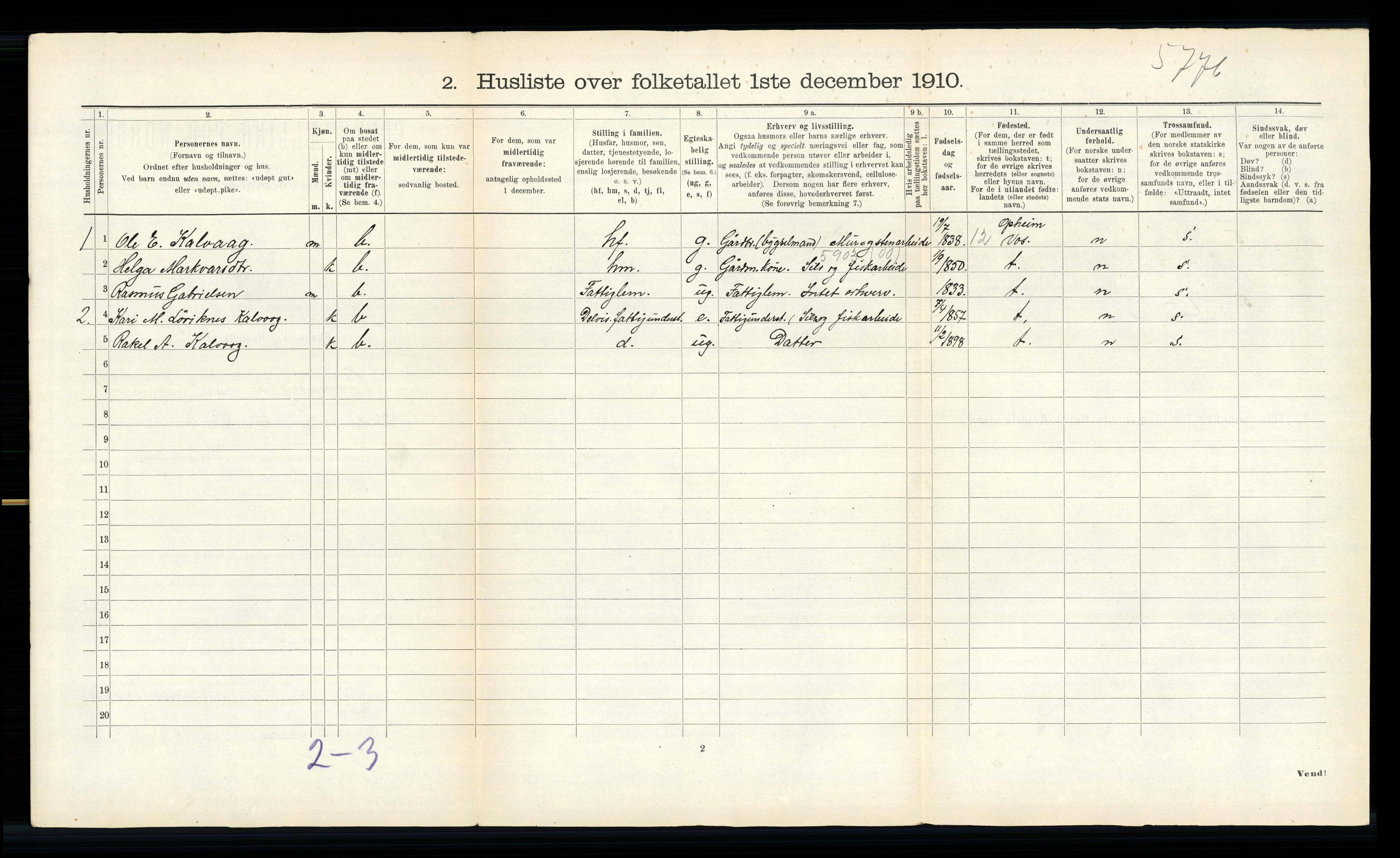 RA, 1910 census for Bremanger, 1910, p. 56