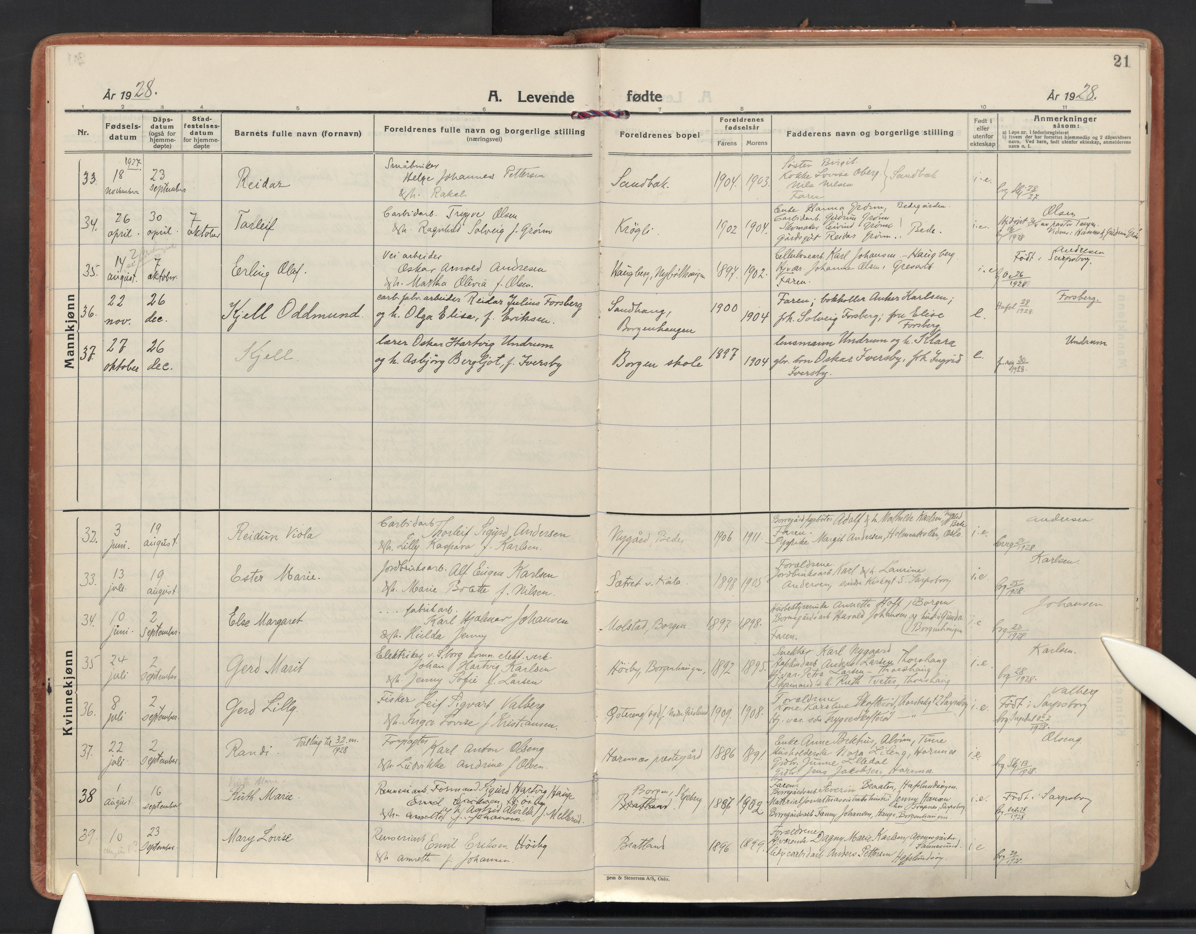 Skjeberg prestekontor Kirkebøker, AV/SAO-A-10923/F/Fd/L0002: Parish register (official) no. IV 2, 1926-1936, p. 21