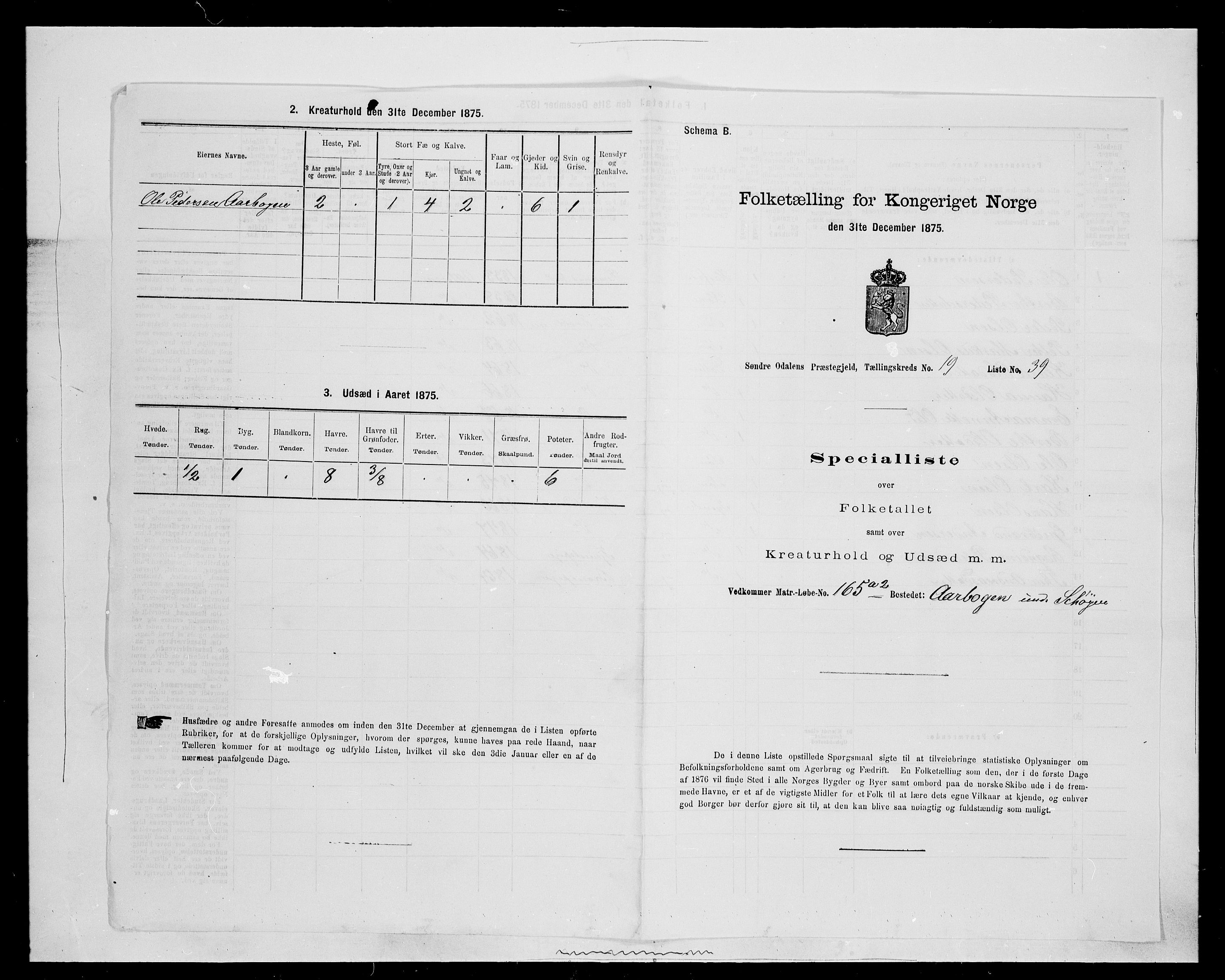 SAH, 1875 census for 0419P Sør-Odal, 1875, p. 1640