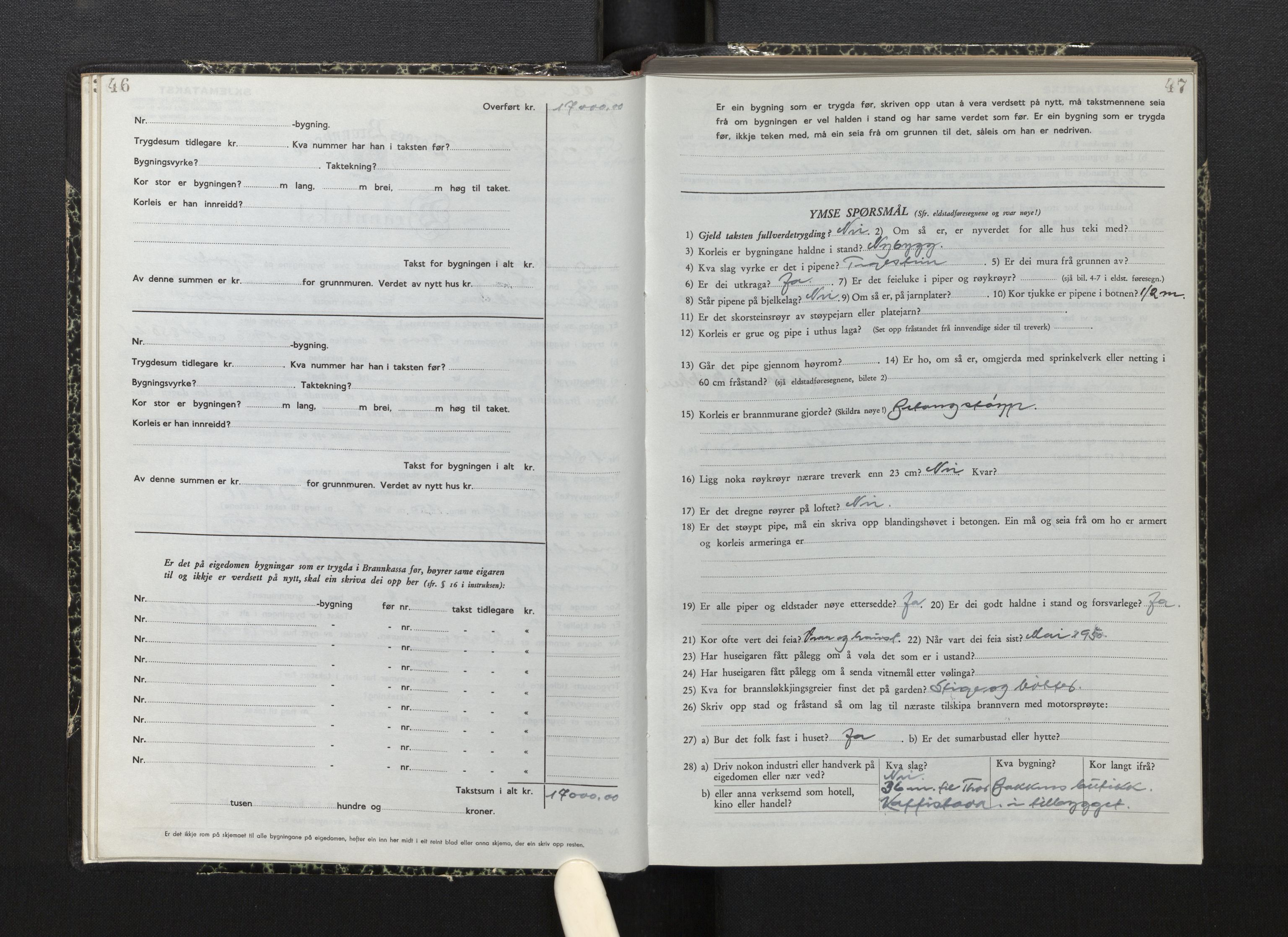 Lensmannen i Jostedal, SAB/A-28601/0012/L0007: Branntakstprotokoll, skjematakst, 1949-1955, p. 46-47