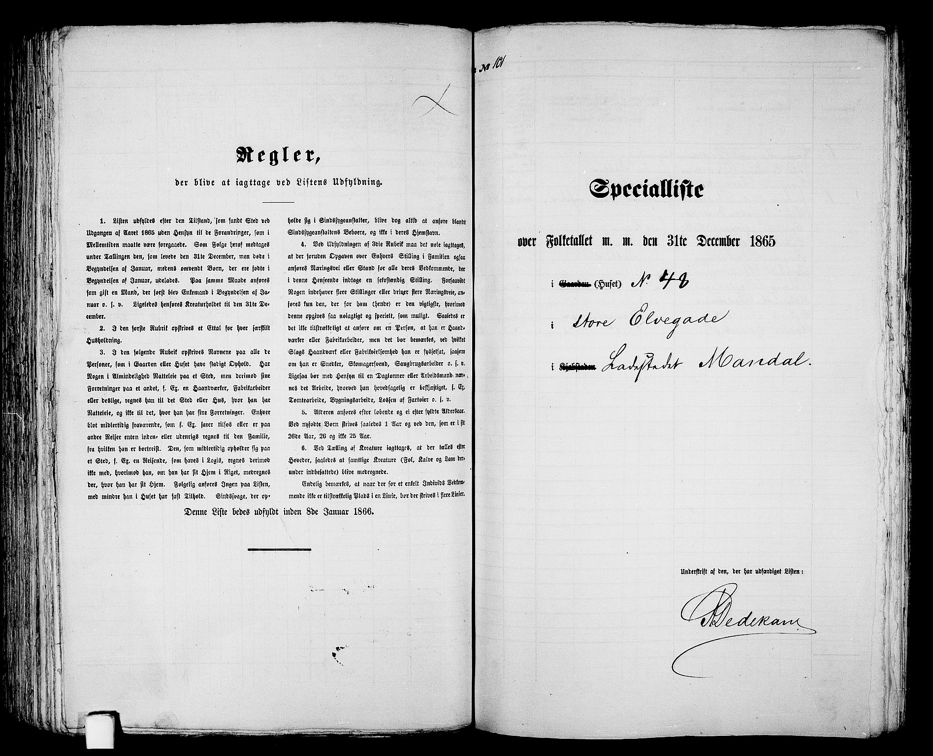 RA, 1865 census for Mandal/Mandal, 1865, p. 204