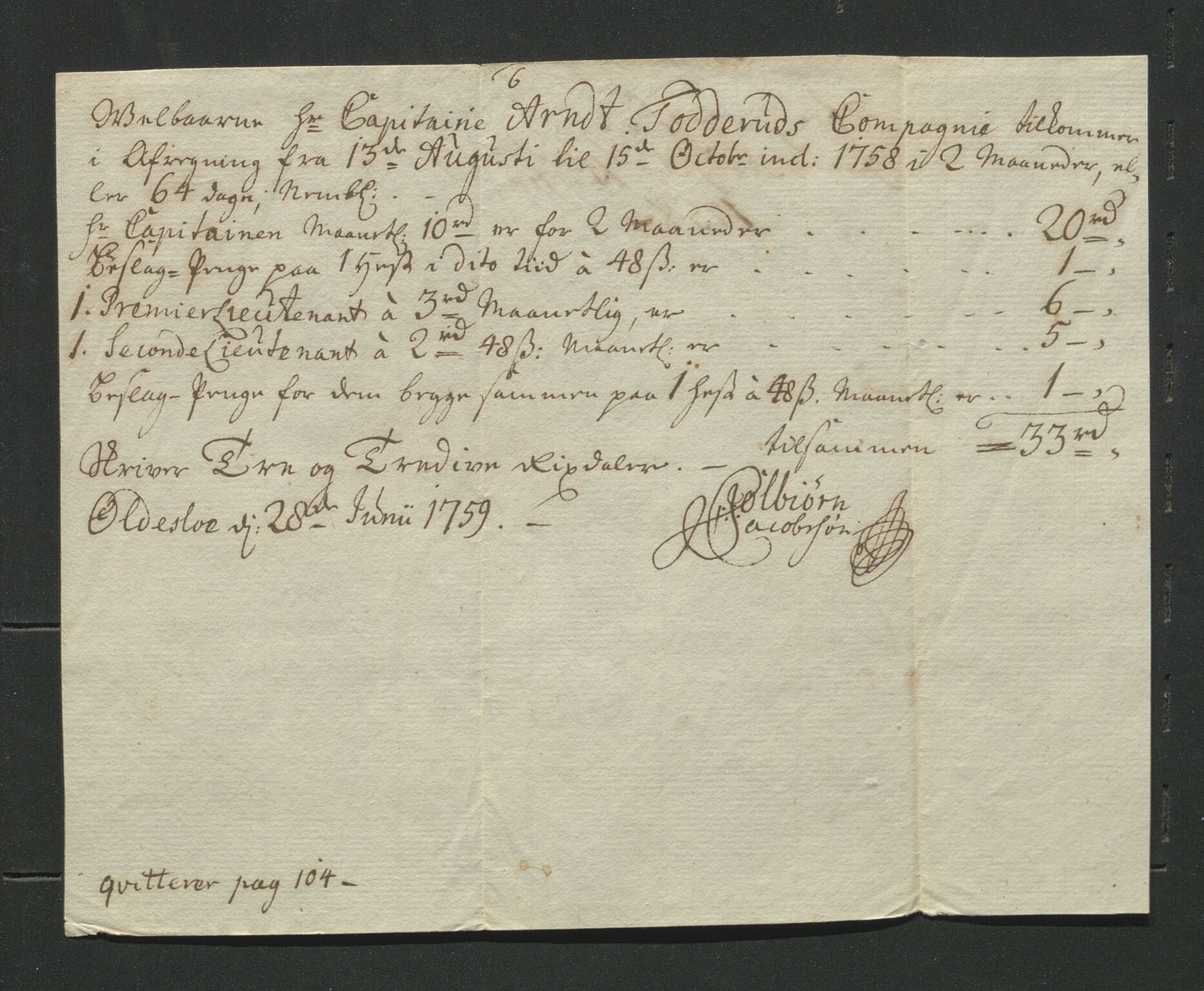 Åker i Vang, Hedmark, og familien Todderud, AV/SAH-ARK-010/J/Jc/L0002: Korrespondanse, 1753-1762, p. 246