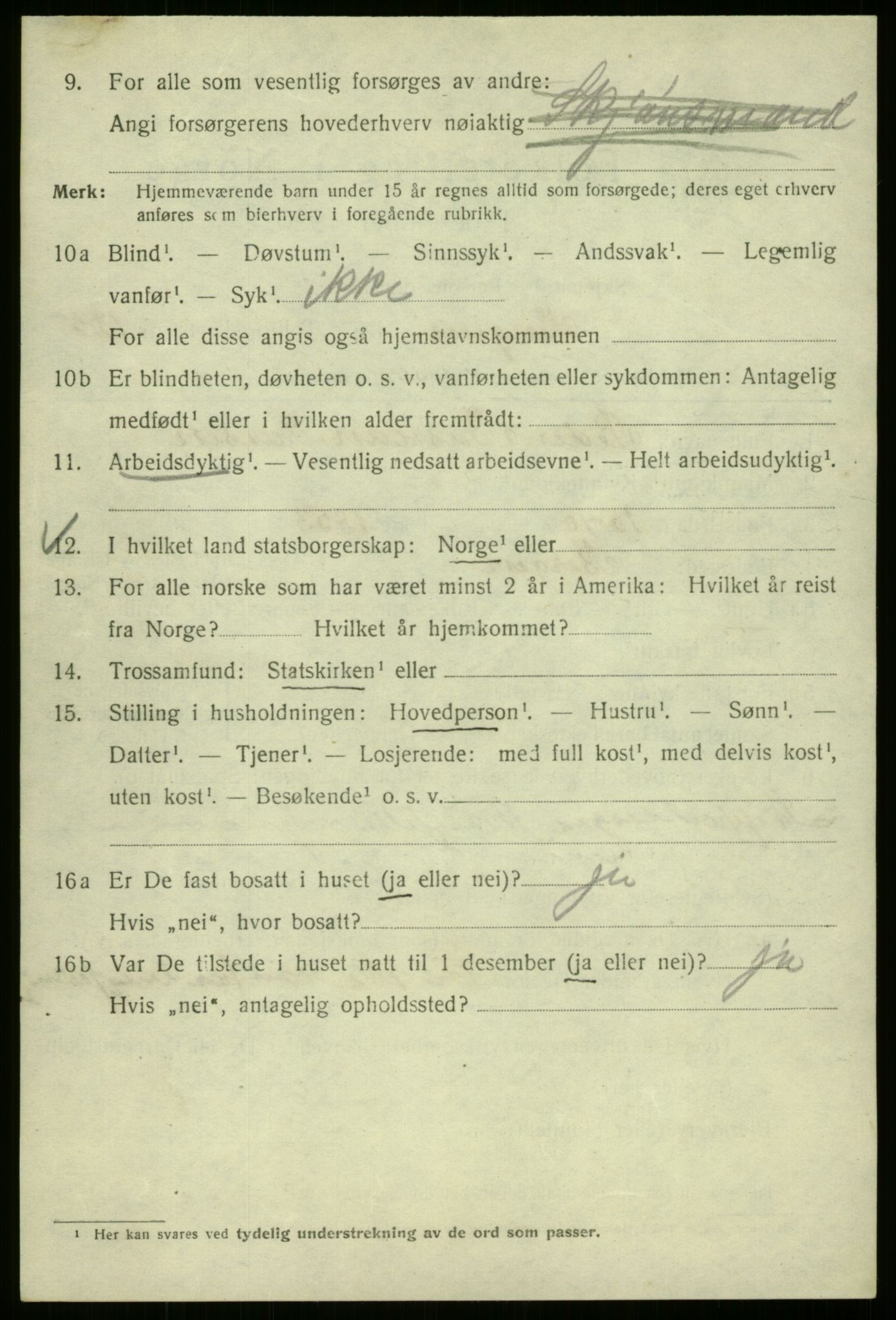 SAB, 1920 census for Bergen, 1920, p. 211415