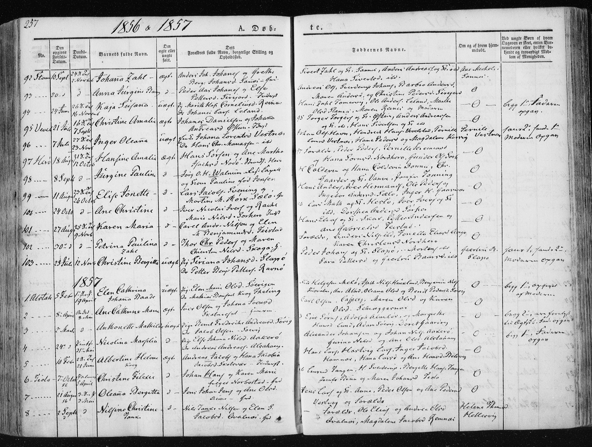 Ministerialprotokoller, klokkerbøker og fødselsregistre - Nordland, SAT/A-1459/830/L0446: Parish register (official) no. 830A10, 1831-1865, p. 257