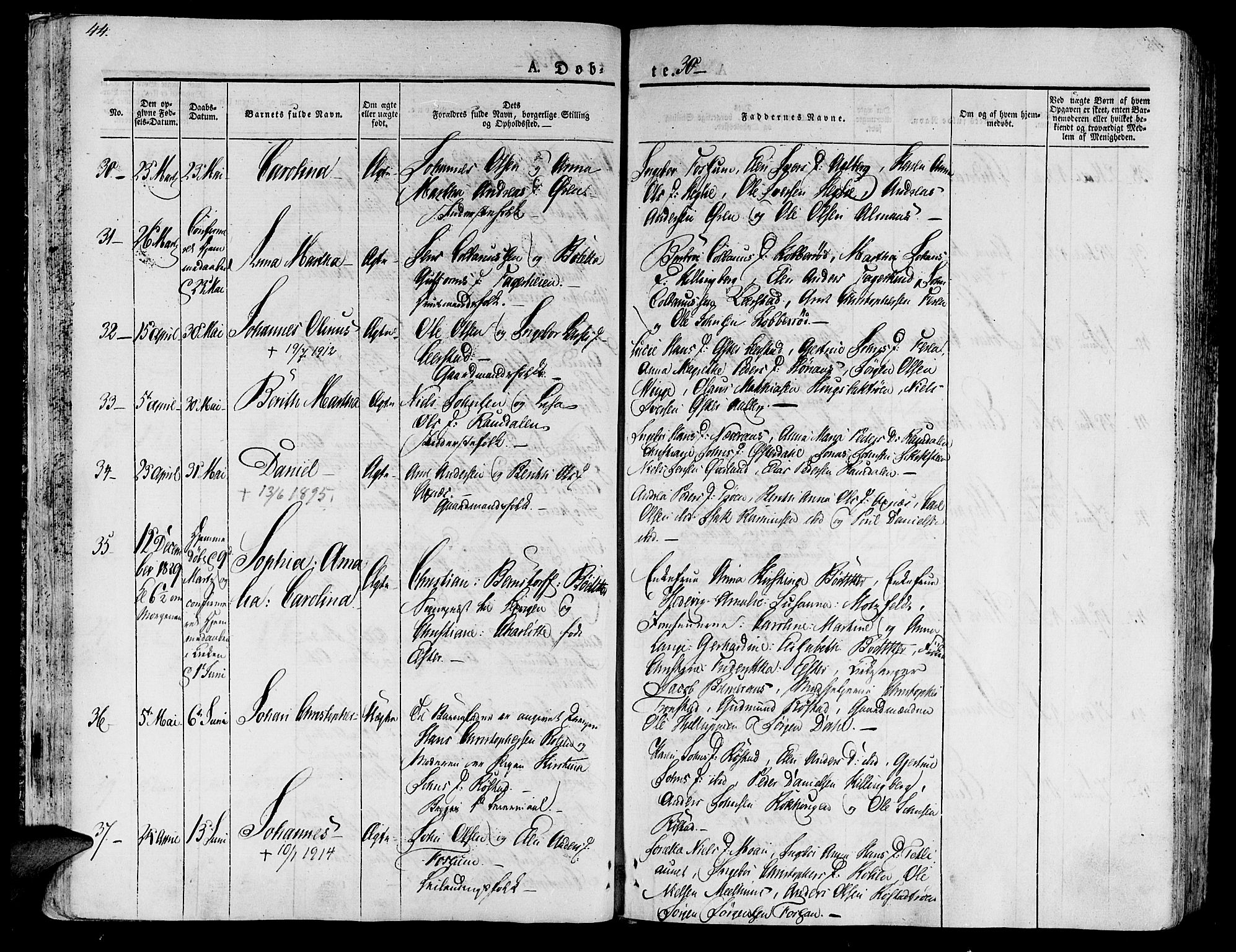 Ministerialprotokoller, klokkerbøker og fødselsregistre - Nord-Trøndelag, AV/SAT-A-1458/701/L0006: Parish register (official) no. 701A06, 1825-1841, p. 44