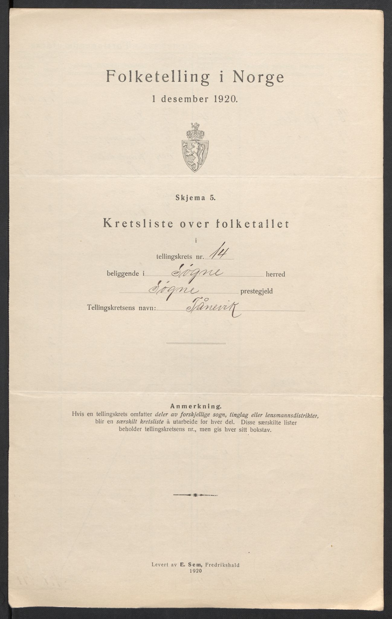 SAK, 1920 census for Søgne, 1920, p. 50