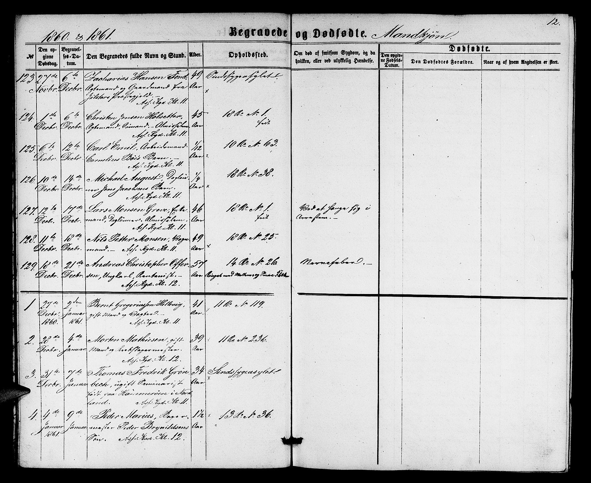 Domkirken sokneprestembete, SAB/A-74801/H/Hab/L0039: Parish register (copy) no. E 3, 1860-1868, p. 12
