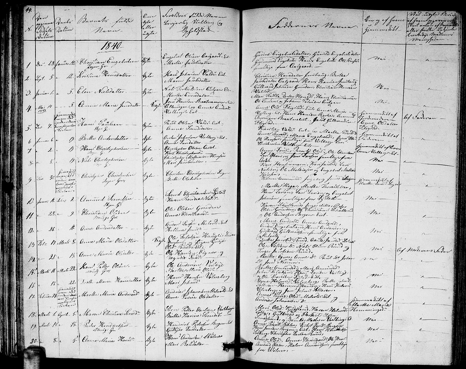Sørum prestekontor Kirkebøker, SAO/A-10303/G/Ga/L0002: Parish register (copy) no. I 2, 1829-1845, p. 44