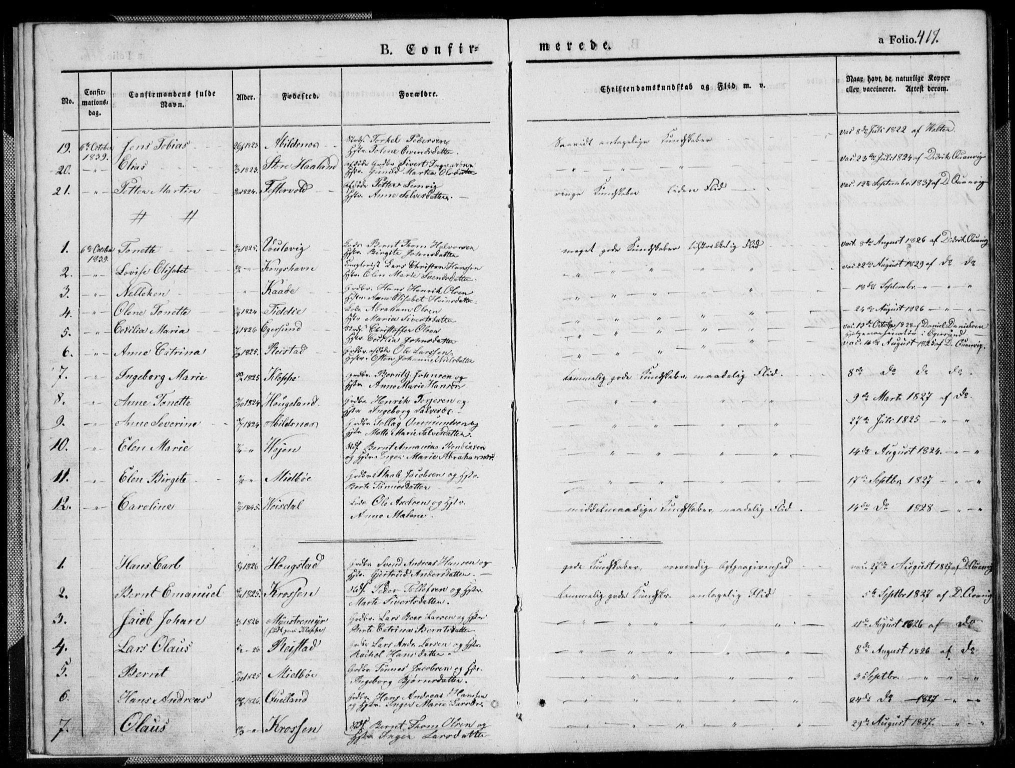 Flekkefjord sokneprestkontor, AV/SAK-1111-0012/F/Fb/Fbb/L0002: Parish register (copy) no. B 2b, 1831-1866, p. 417